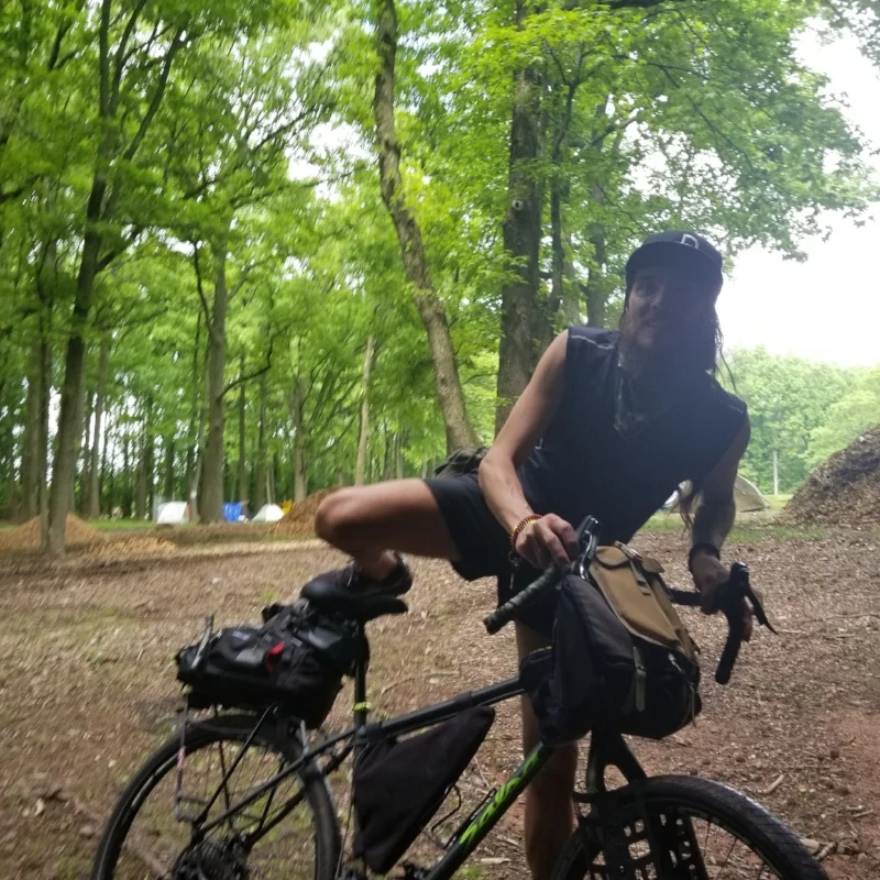 Chombo rode his bike on the Trail Run route that ringed the park. By all accounts he came in first.