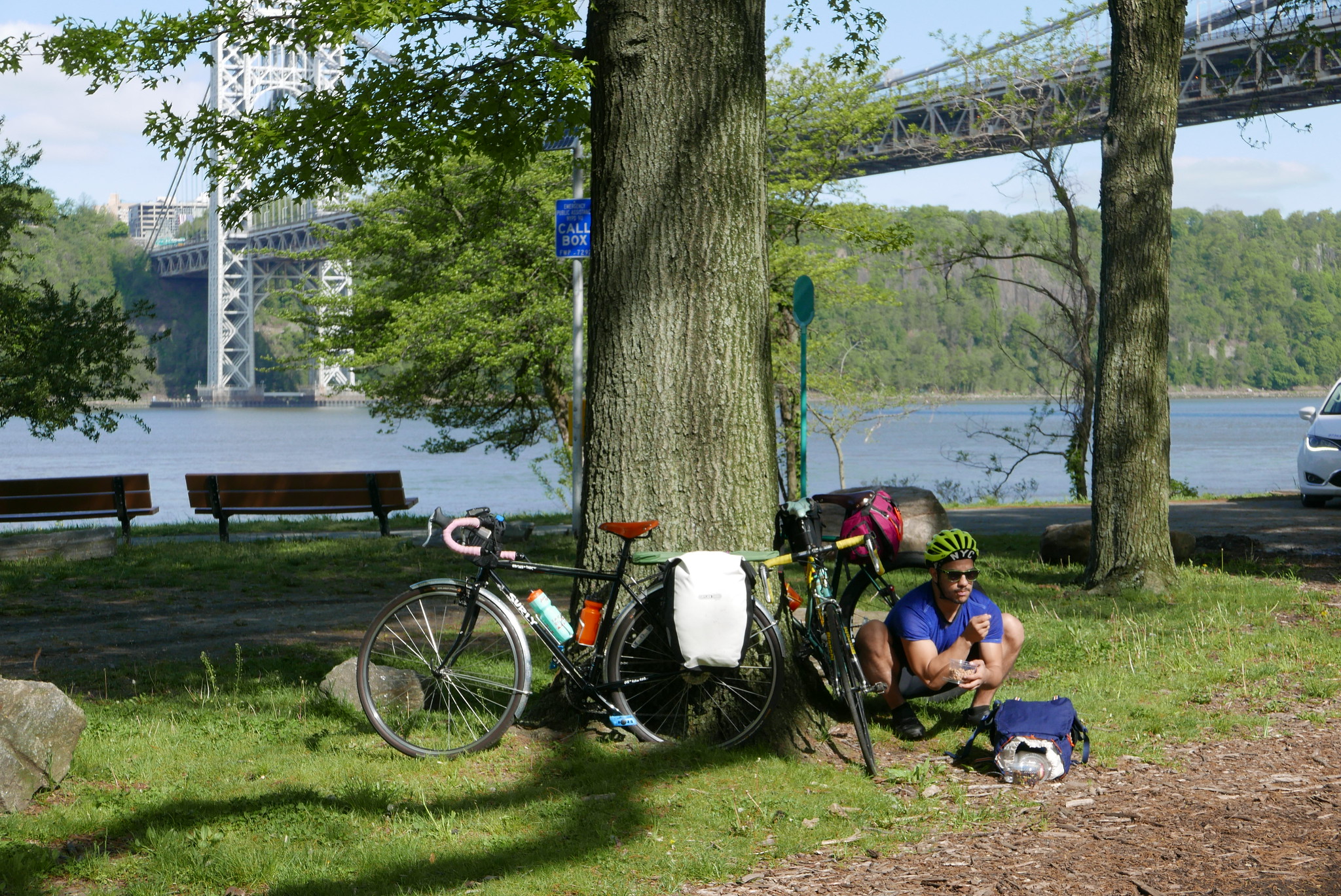 A brief group stop at the George Washington Bridge