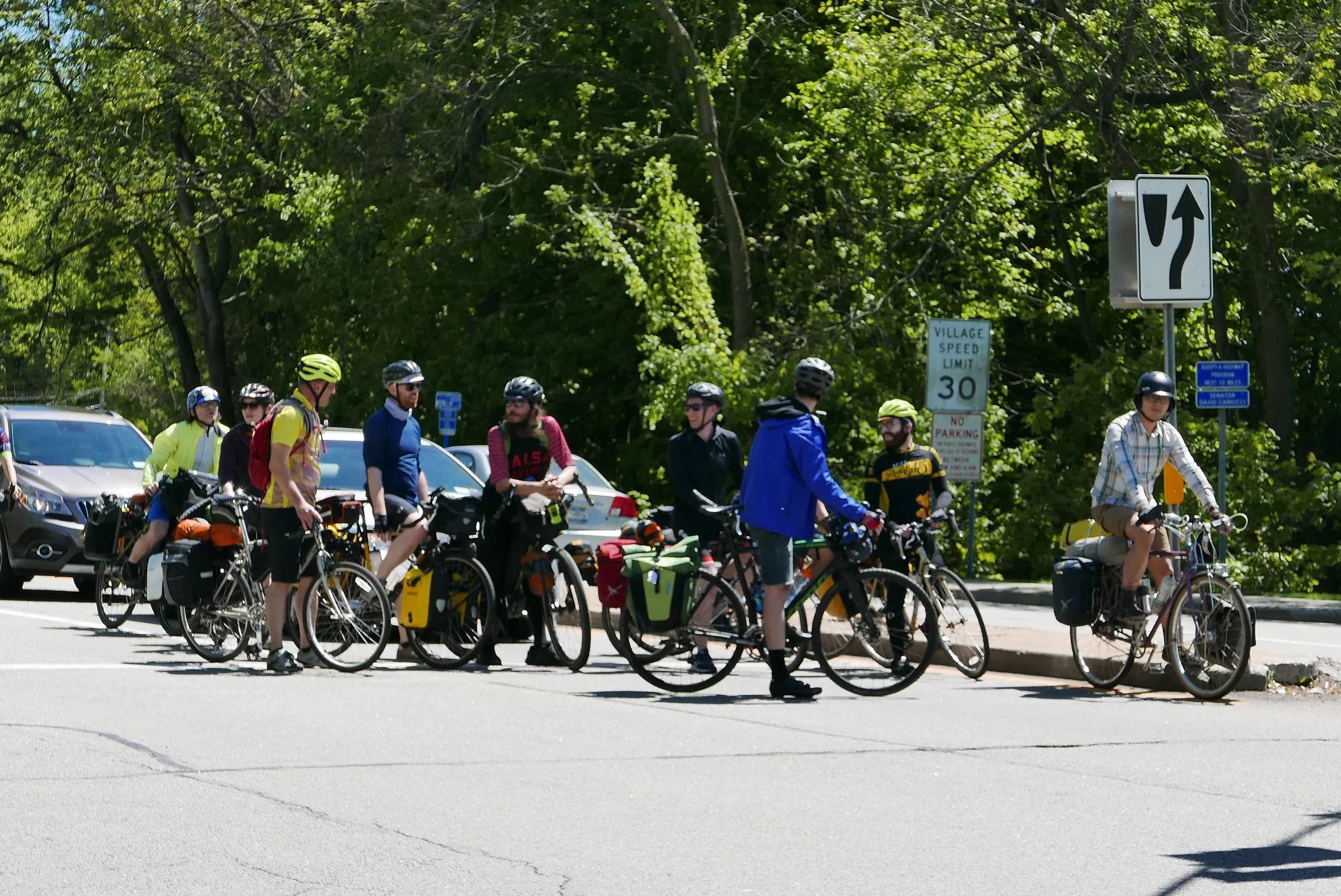 Part of the group, on final approach to the campsite