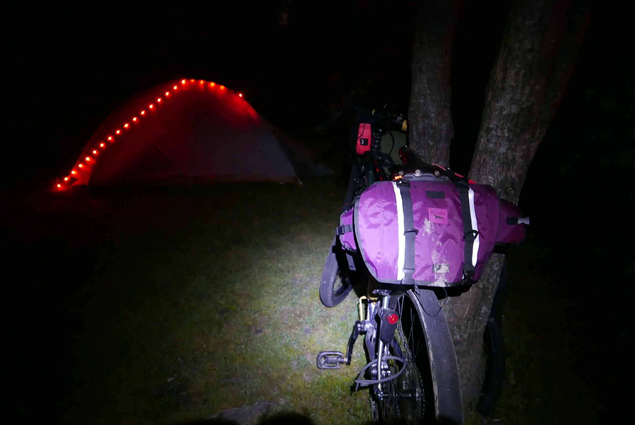 I got these lights form big Agnes, so we had to try them out. Chombo lamented that it gave away our position to the enemy.