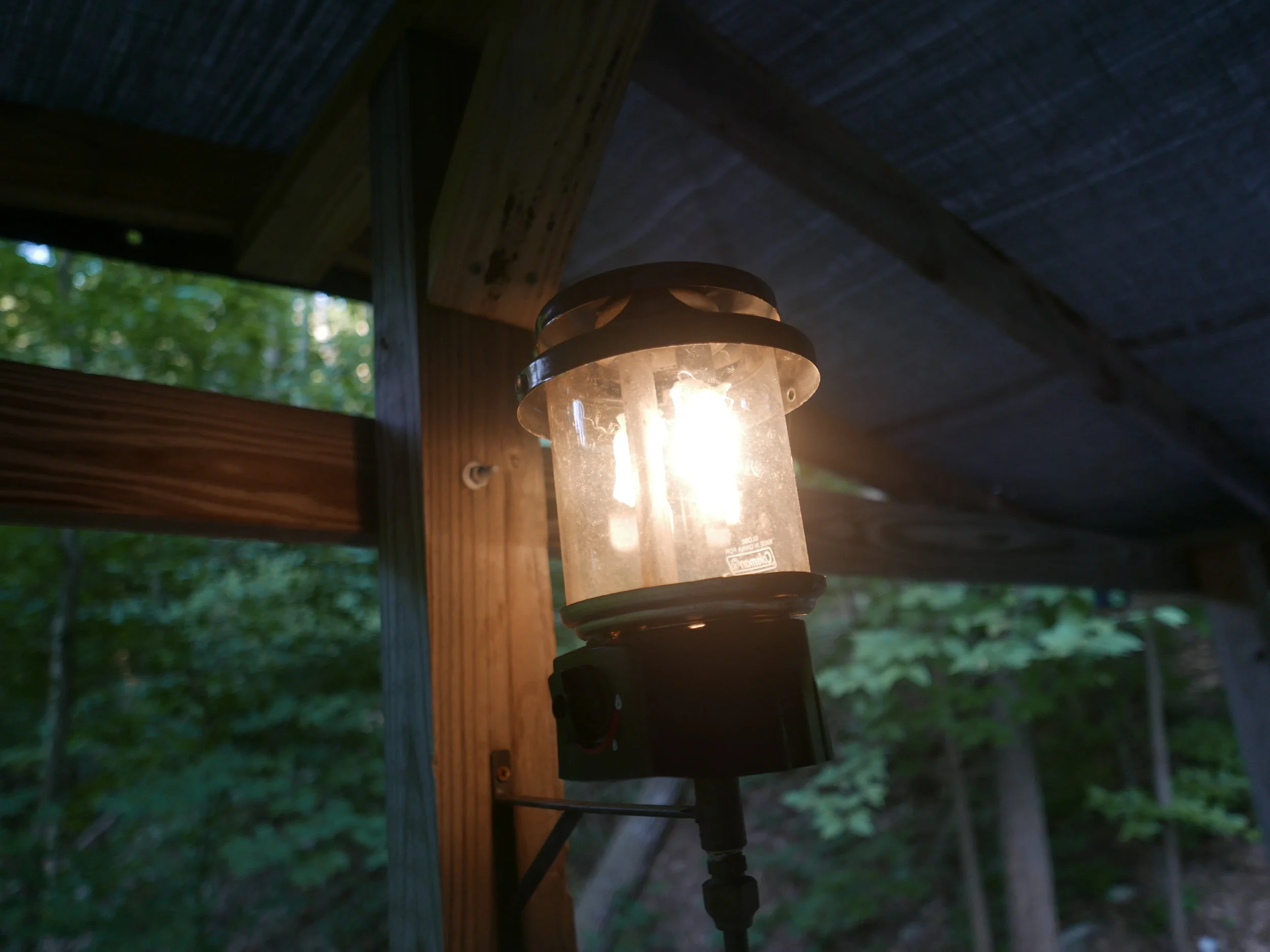 Propane lantern at site