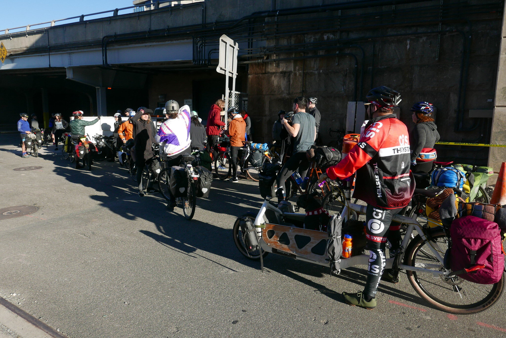 Gathering up the group on the far side of the George Washington Bridge