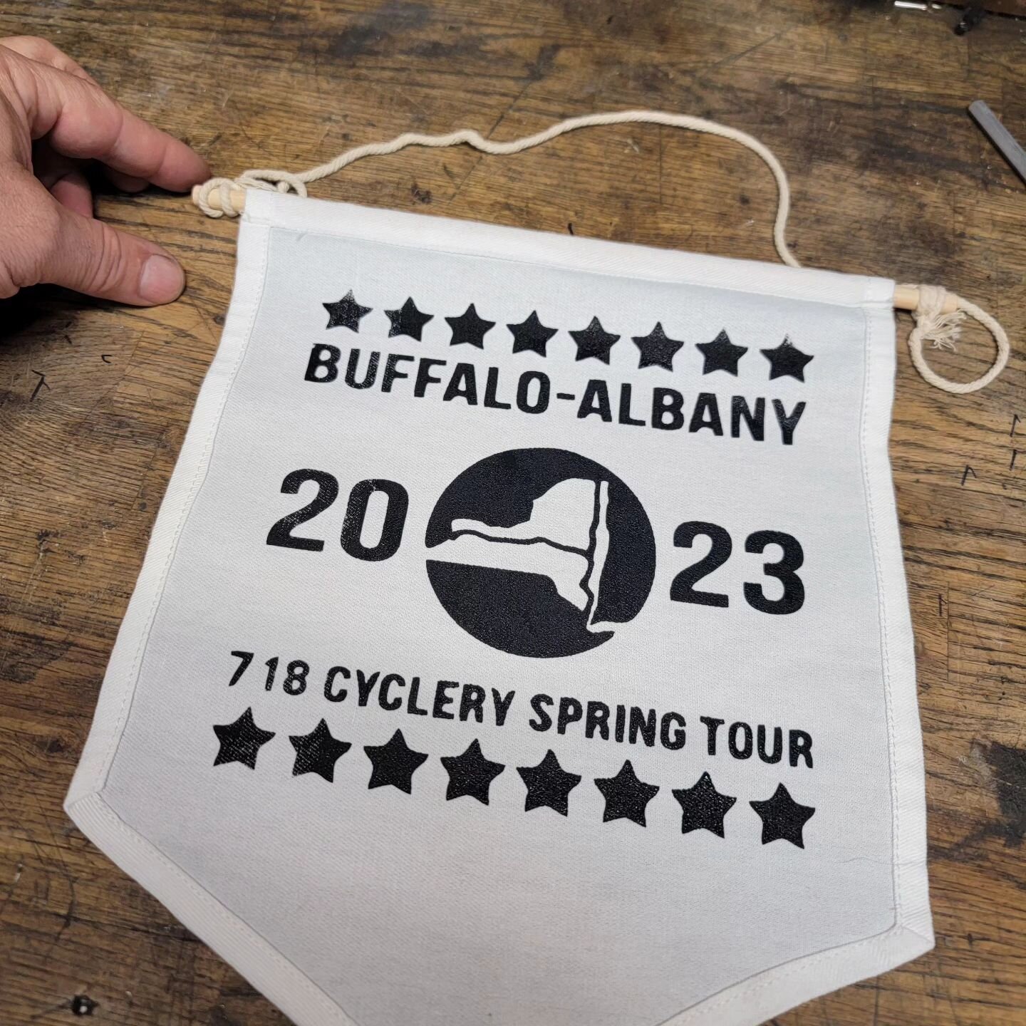 Just designed and printed a Spring Tour banner and shirt...16 stars = 16 riders.

Trip leaves June 4.

#718springtour #eriecanal #Buffalo #Albany #empirestatetrail #bikecamping #screenprinting