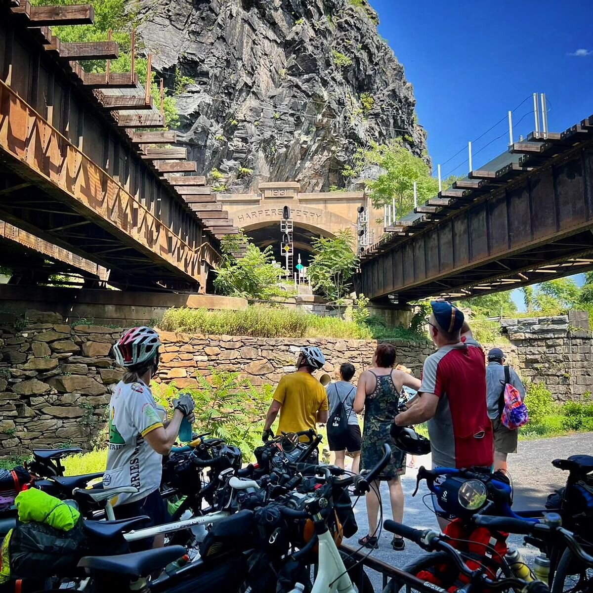 We are starting to hit the Summer Portion of our Bike Touring Schedule.

This is the amazing railroad bridges and tunnel near Harpers Ferry, VA...Summer Tour 2022 (photo most likely by @vermilionink)

#biketour #718summertour #bikecamping #tunnel #ha