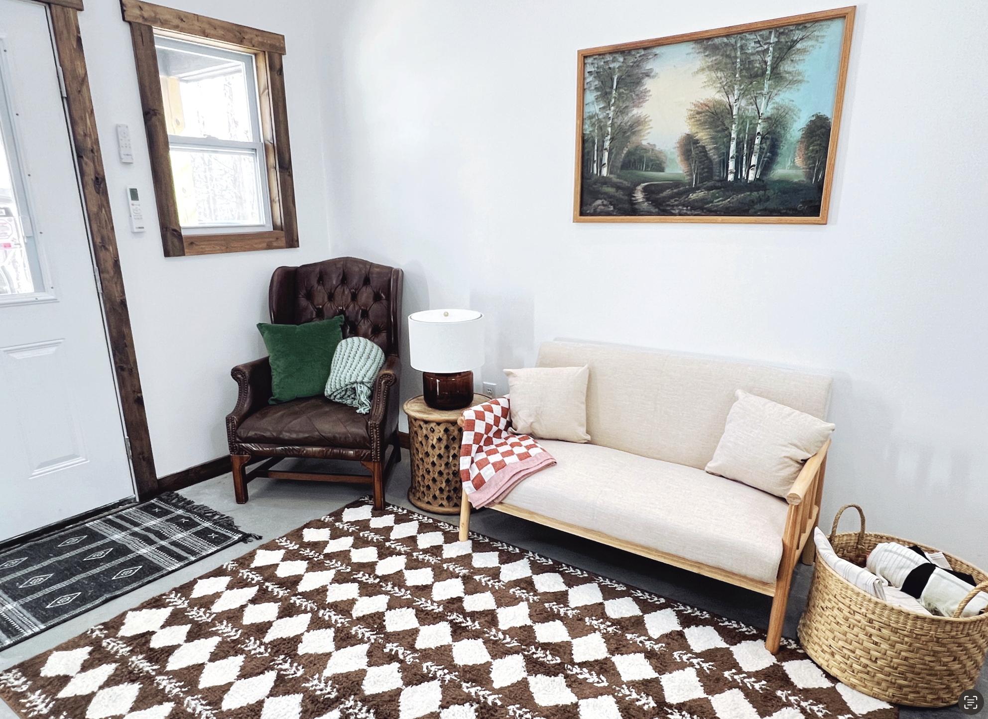 Hideaway Tiny House living space at Rising Sun Retreat.