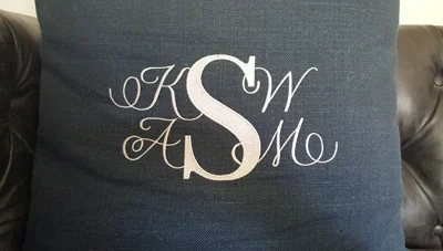 Monogram embroidered on pillow