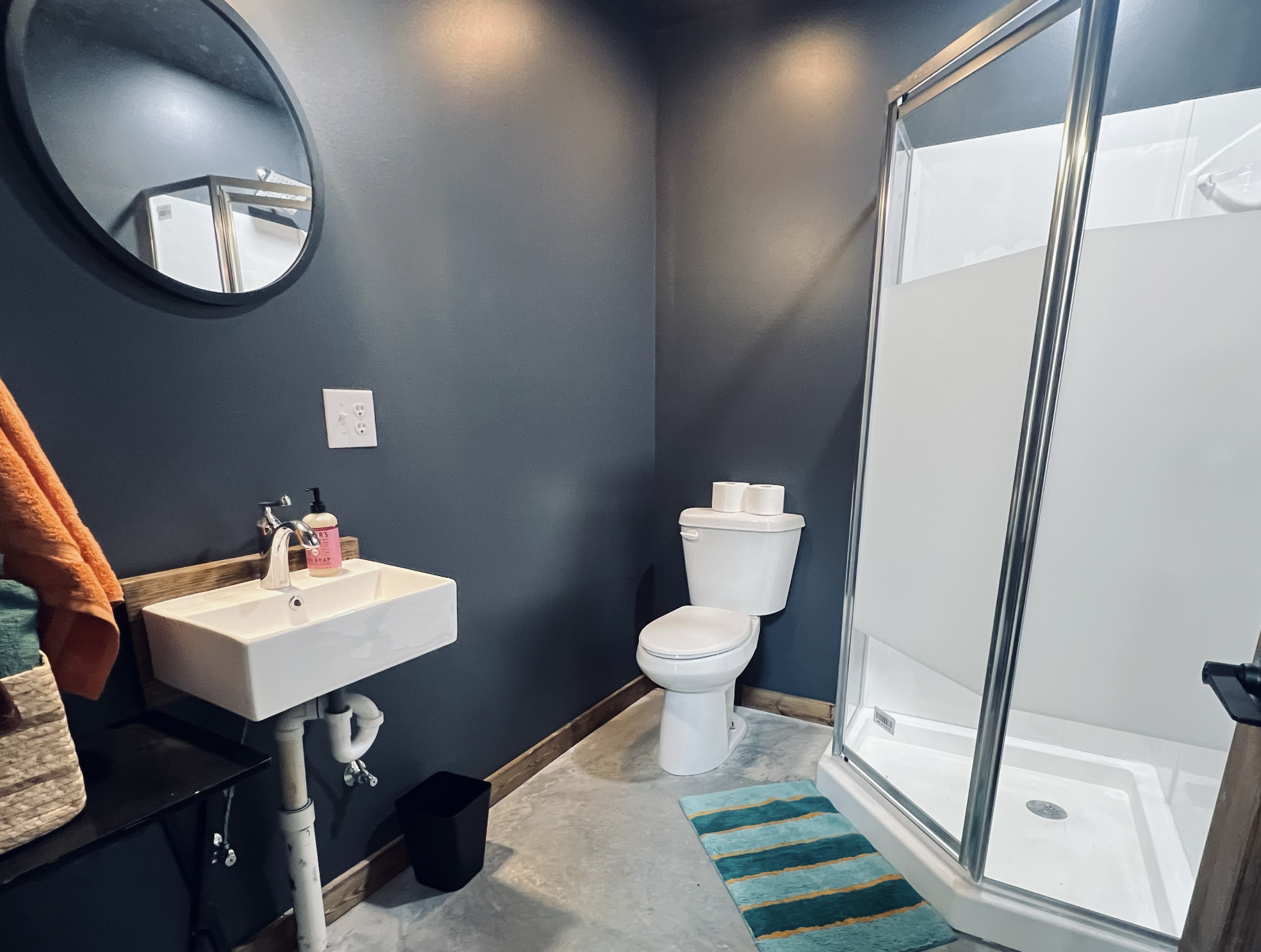 Hideaway Tiny House first bathroom at Rising Sun Retreat.