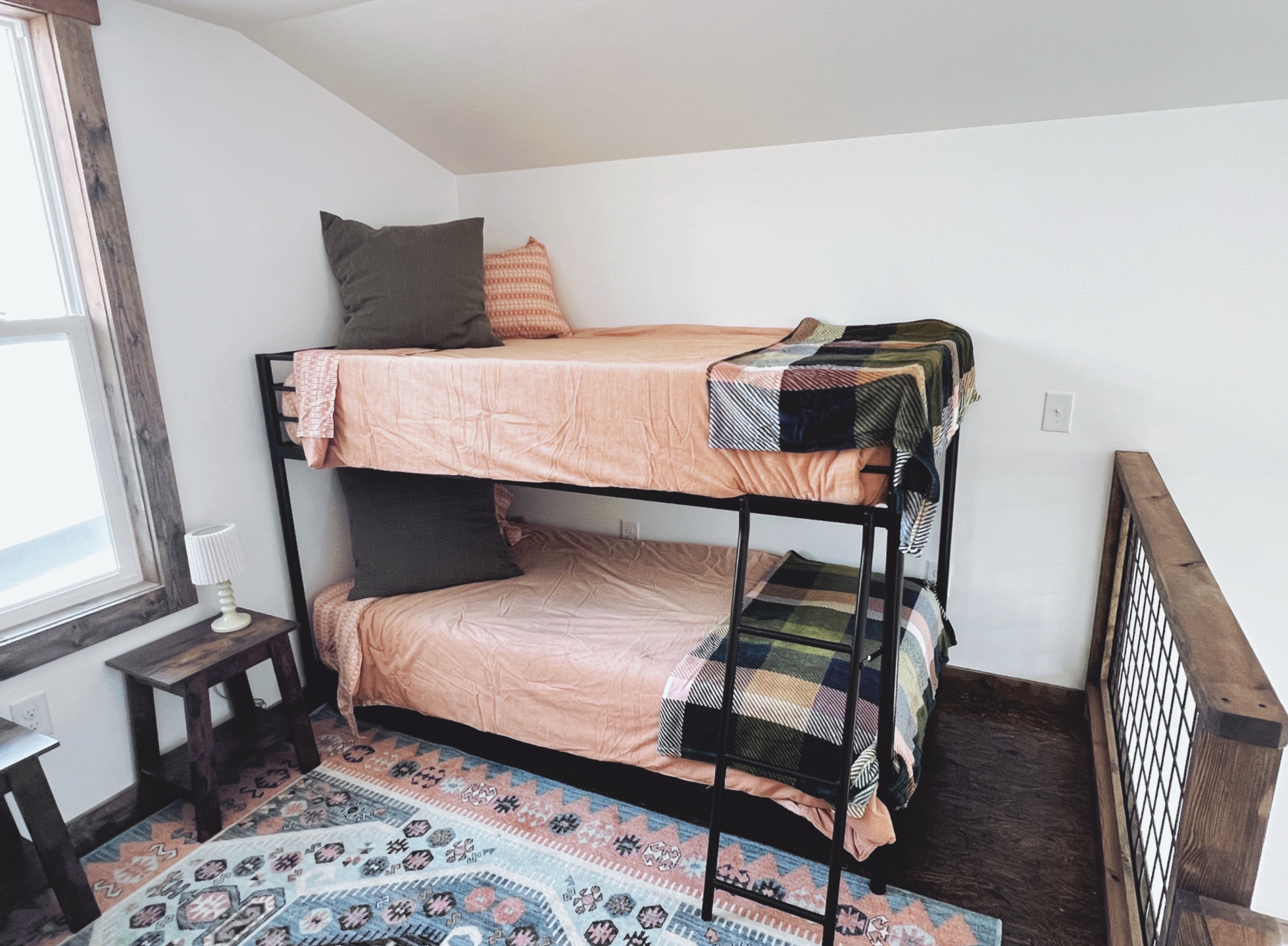 Hideaway Tiny House twin bunk bed at Rising Sun Retreat.