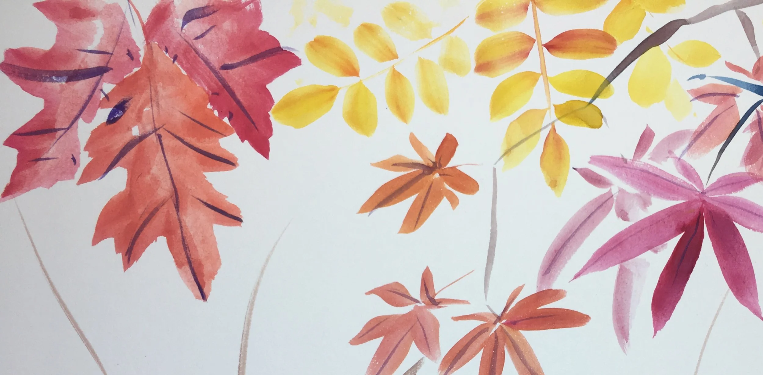 Miranda Fuller 3-Week Fall Watercolor Class Nashville Little Art House Autumn Leaves