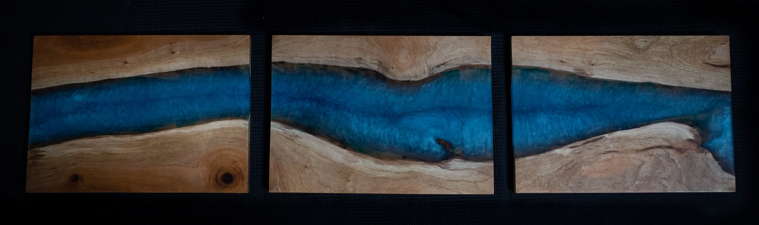 Cherry and Epoxy Triptych Wall Hanging