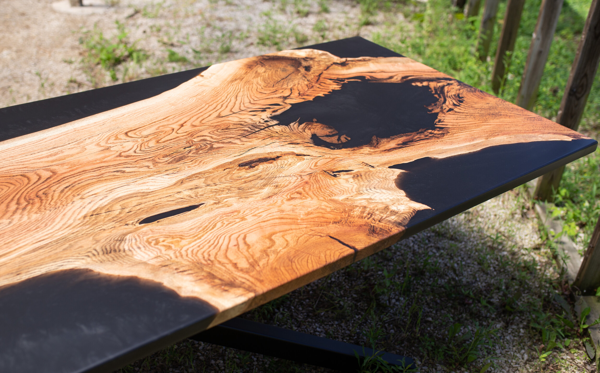 Red Oak and Black Epoxy Dining Table — Hardwood Reclamation