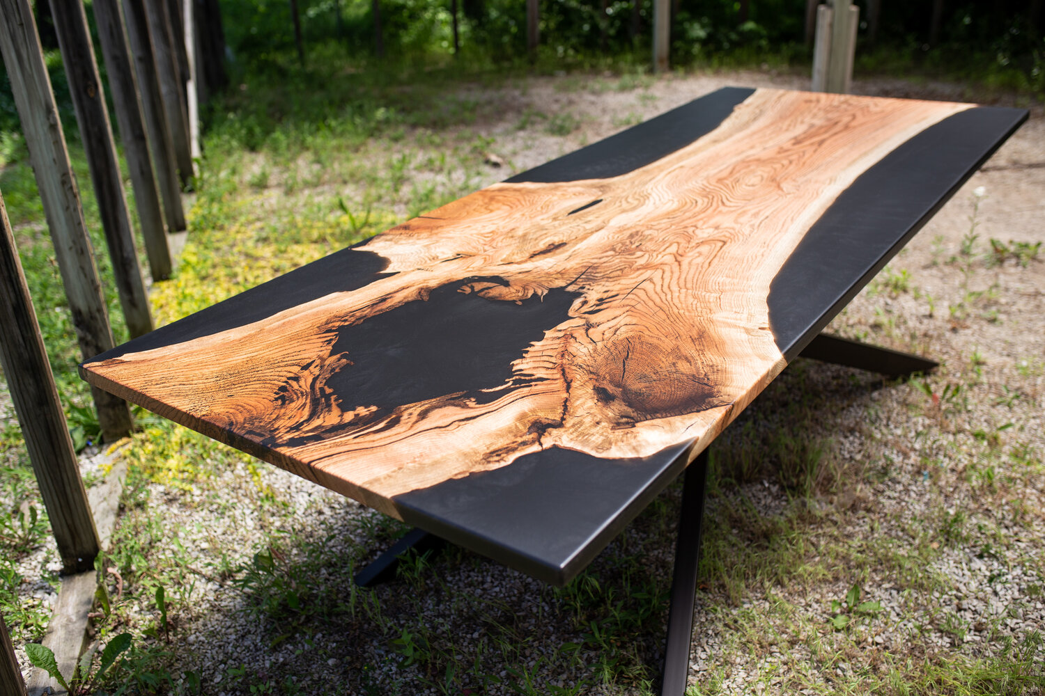 Red Oak and Black Epoxy Dining Table — Hardwood Reclamation