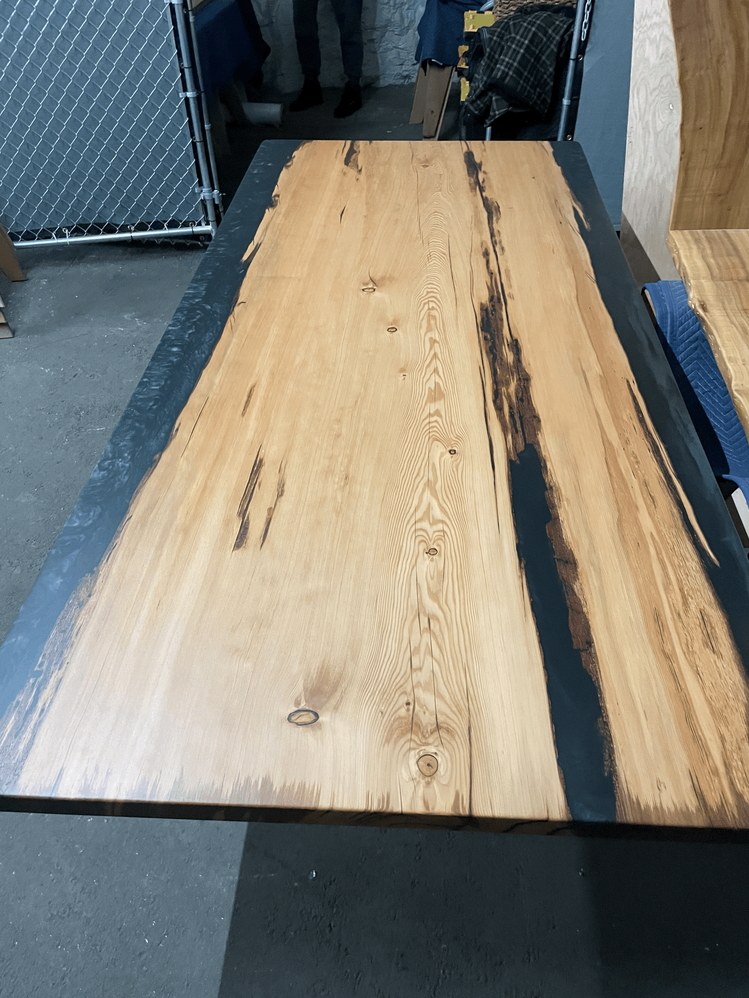 Old Growth Douglass Fir and Charcoal Epoxy Dining Tabletop only
