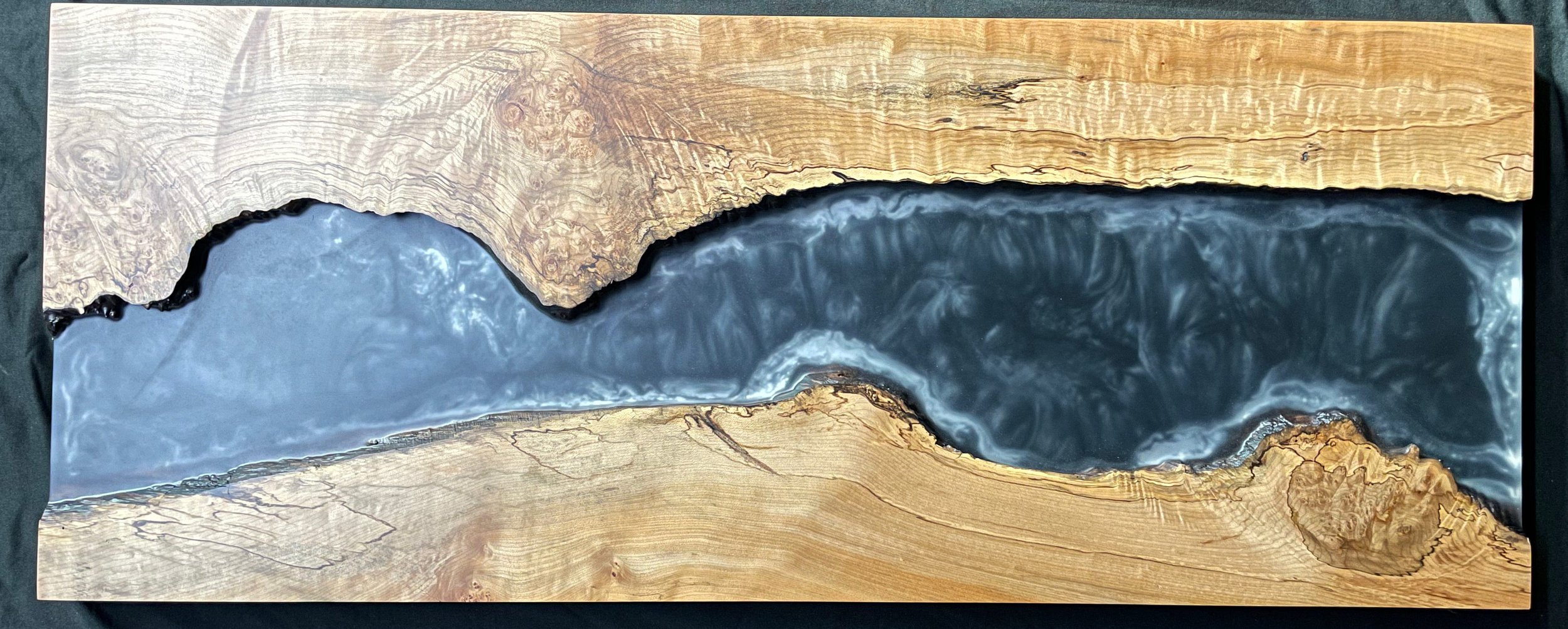 Maple Burl and Charcoal Epoxy Wall Hanging