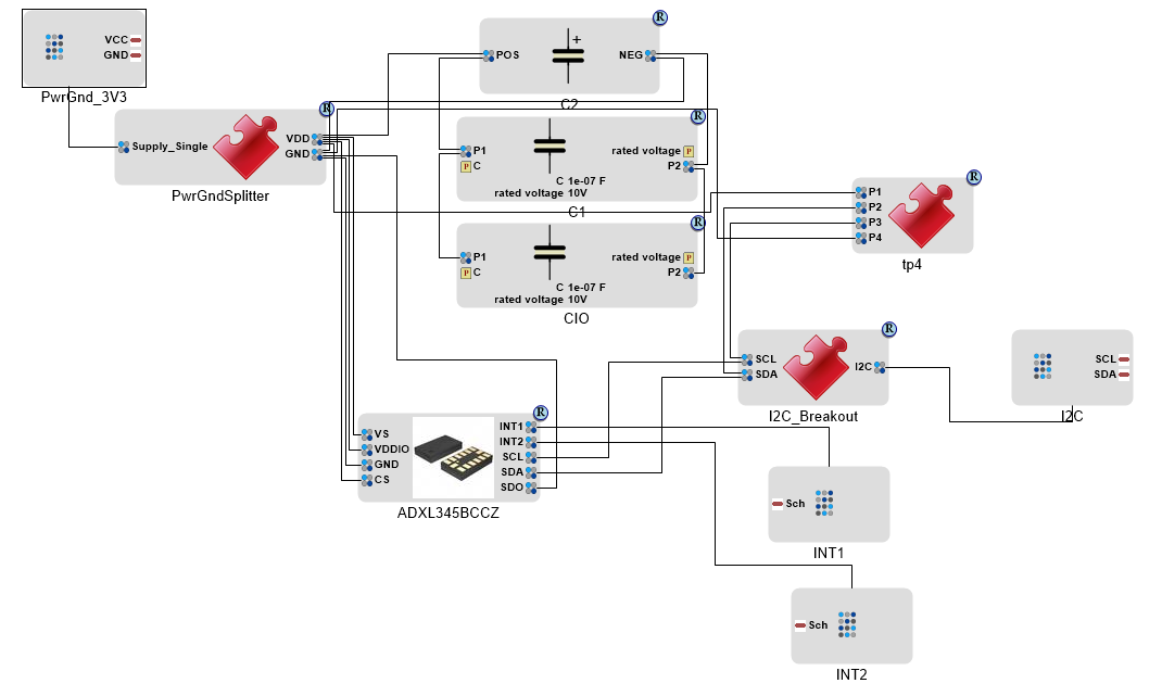 Internal View, the Accelerometer, Bypass Capacitors components that implement the functions,, and Connectors to access signals