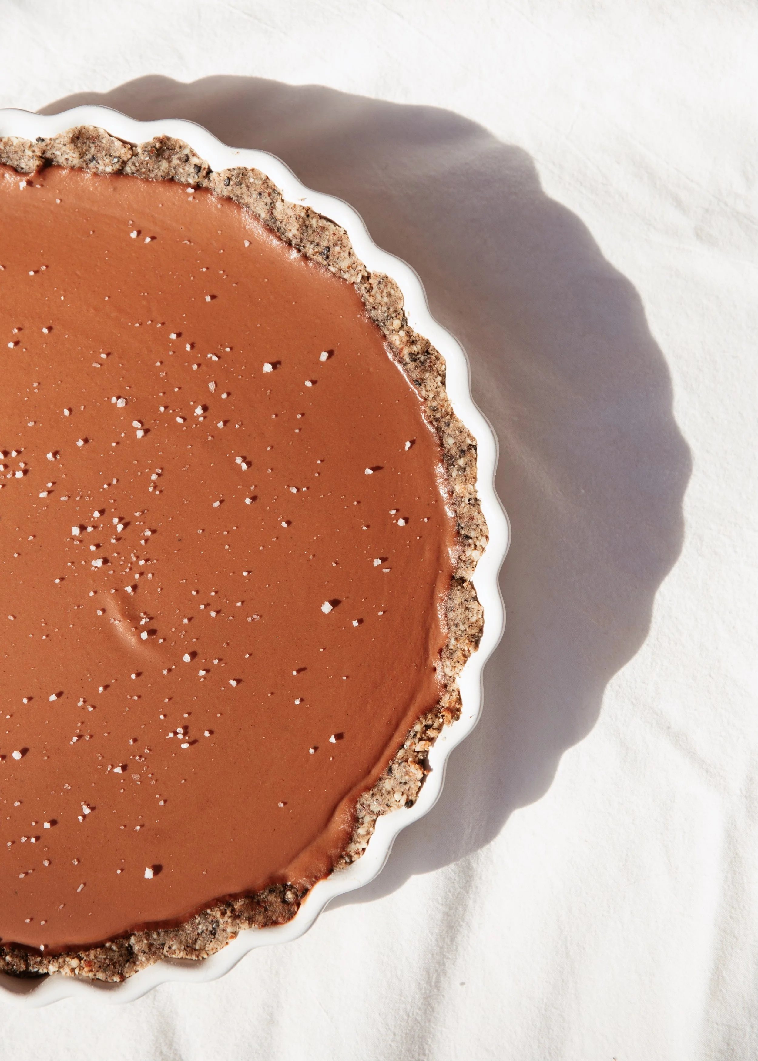 Chocolate Sweet Potato Tart with Hazelnut, Walnut and Black Sesame Crust