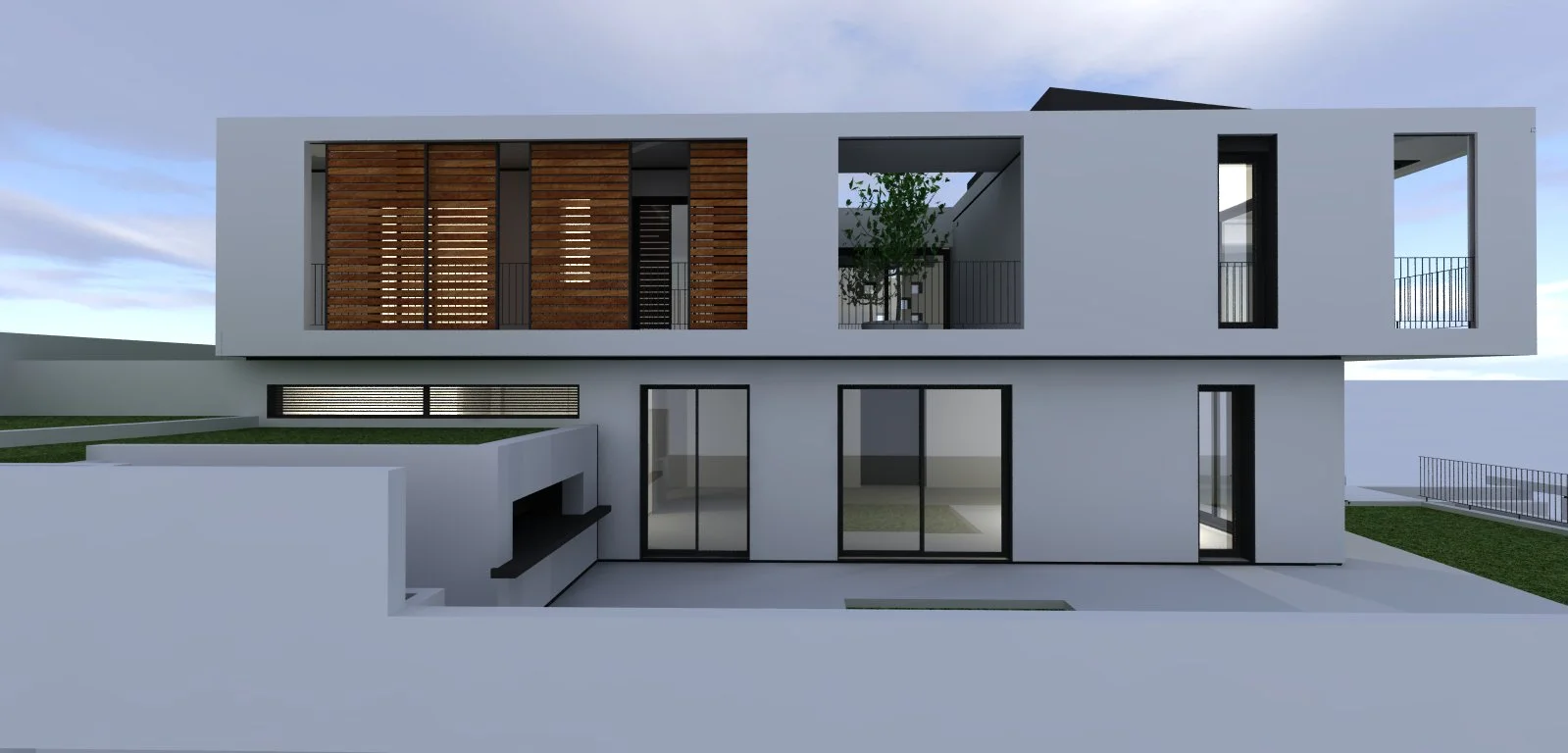  A private house for a family in the suburbs of Athens. The overall volume is composed in three zones the private (bedrooms), the social (living space) and the functional (bathrooms – kitchen). An atrium facilitates as a buffer zone for the design co