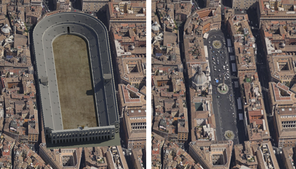 Stadio di Domiziano, ricostruzione e confronto con l'attuale piazza Navona