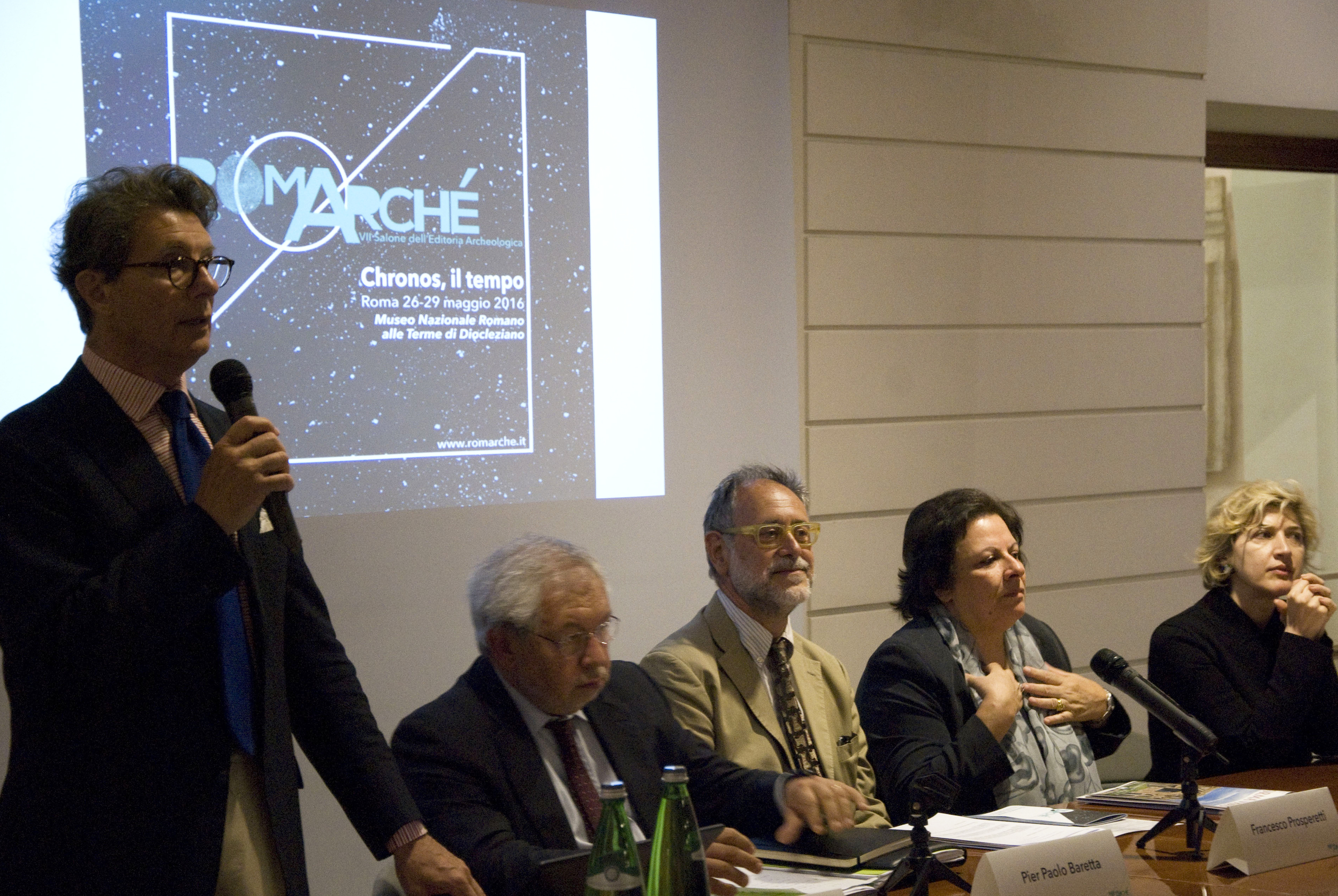Conferenza stampa: da sx Angelo Bucarelli, Pier Paolo Baretta, Francesco Prosperetti, Rosanna Friggeri e Catia Tomasetti