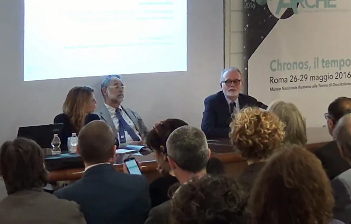  RomArché 2016. Museum.dià, II Convegno internazionale di museologia, Chronos, Kairòs, Aion - Il tempo dei musei: da sinistra Simona Sanchirico (Fondazione Dià Cultura), Francesco Prosperetti (Soprintendenza Speciale per il Colosseo, il MNR e l'Area 