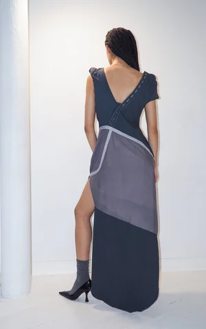 asymmetric deconstructed shirt dress UPCYCLED ASYMMETRICAL T-SHIRT DRESS – ZAIGA BRUTANE STUDIO main image 0
