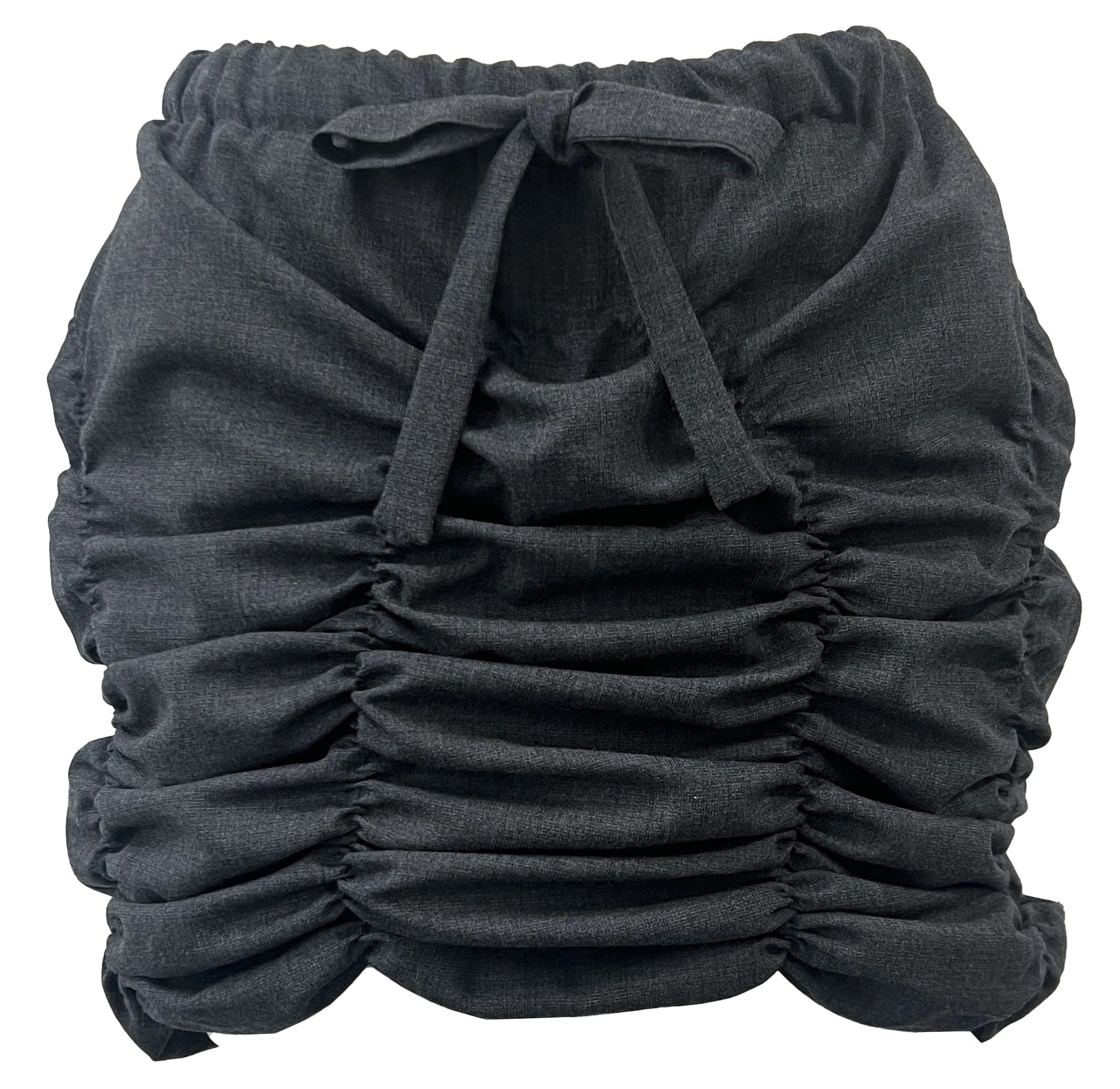 SMOCKED MINI SKIRT GREY FRONT.jpg