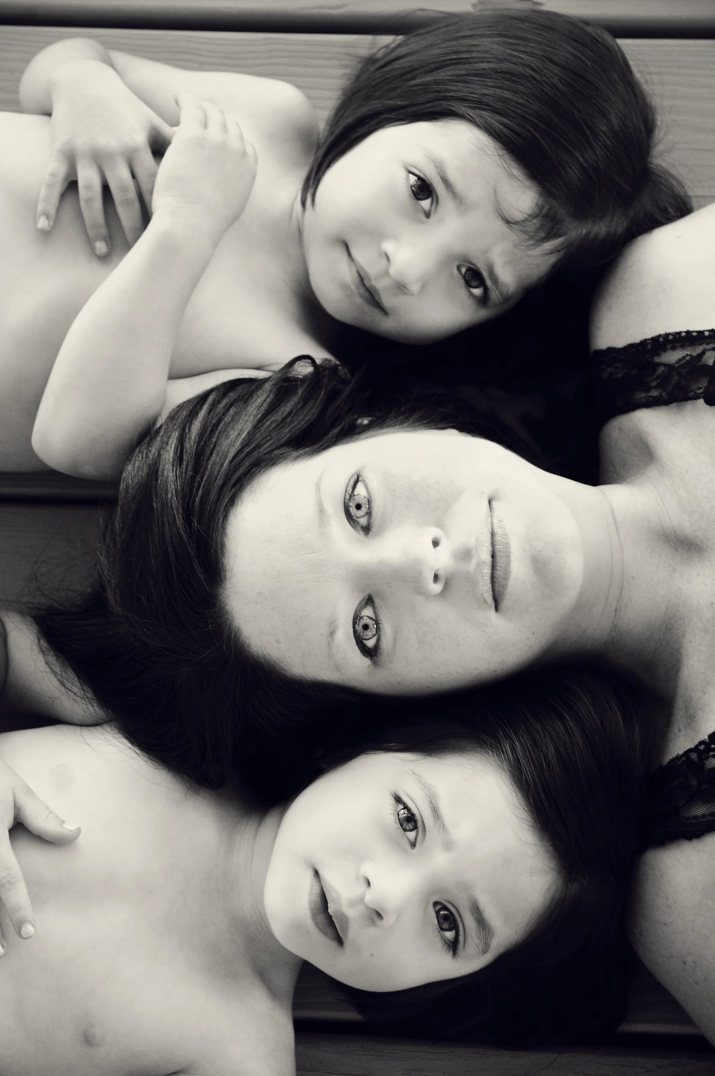 Mother with twin girls