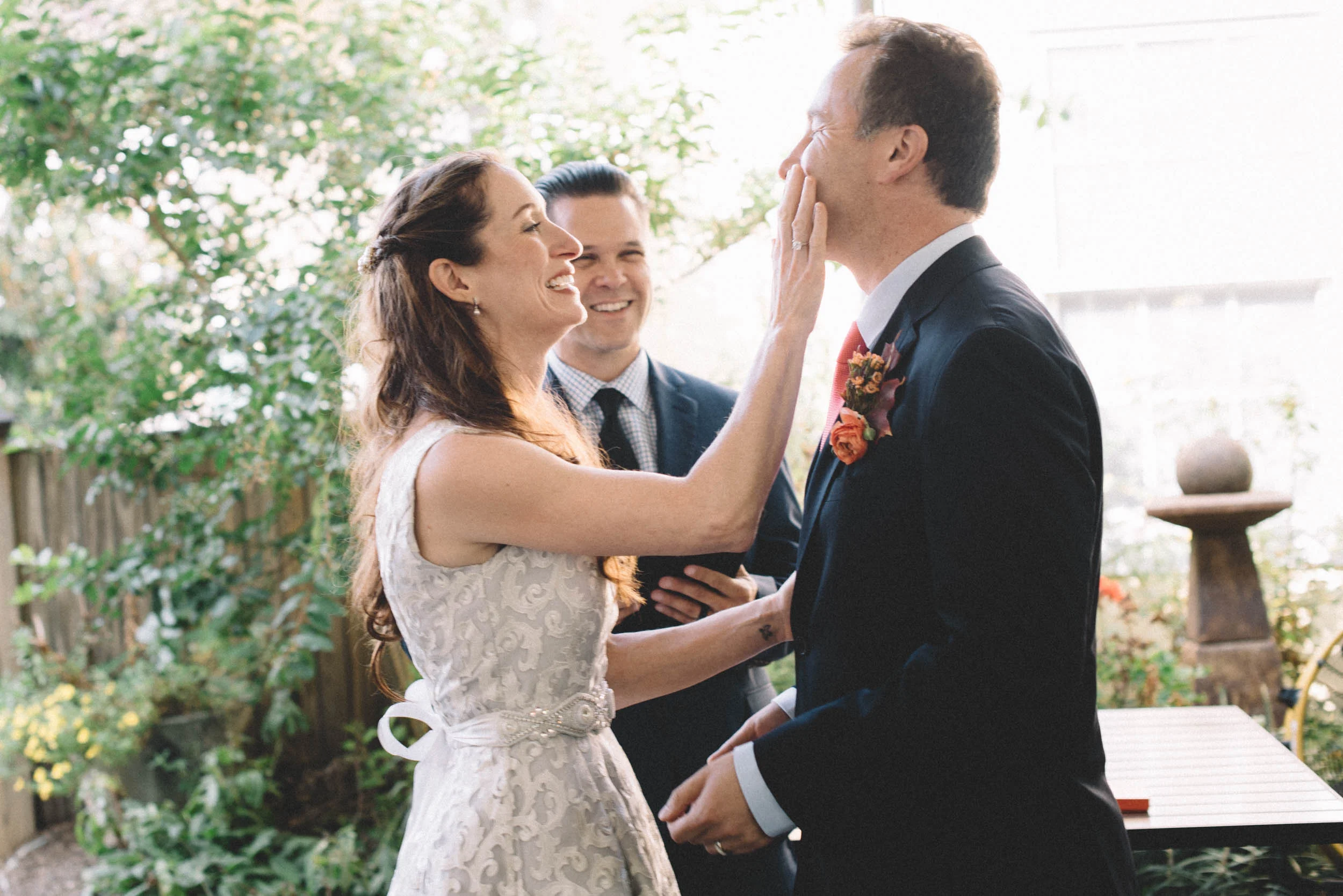 Bride and groom during their ceremony in Purcellville, Virginia.
