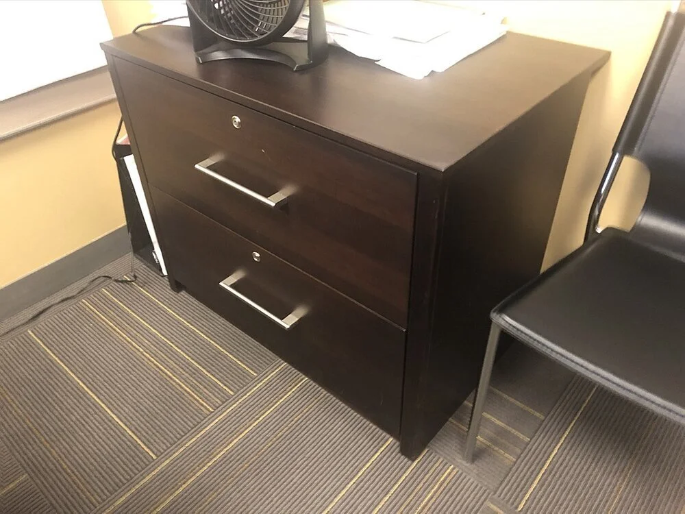 Wooden 2 High Lateral File Cabinet Espresso Premiere Used Office Furniture
