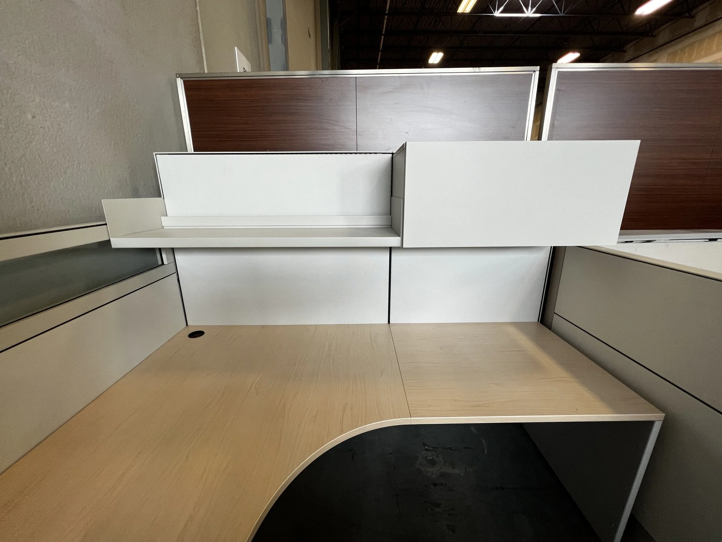 Steelcase Kick Workstation w/ Shelf, Overhead and BBF Ped Grey/Blonde