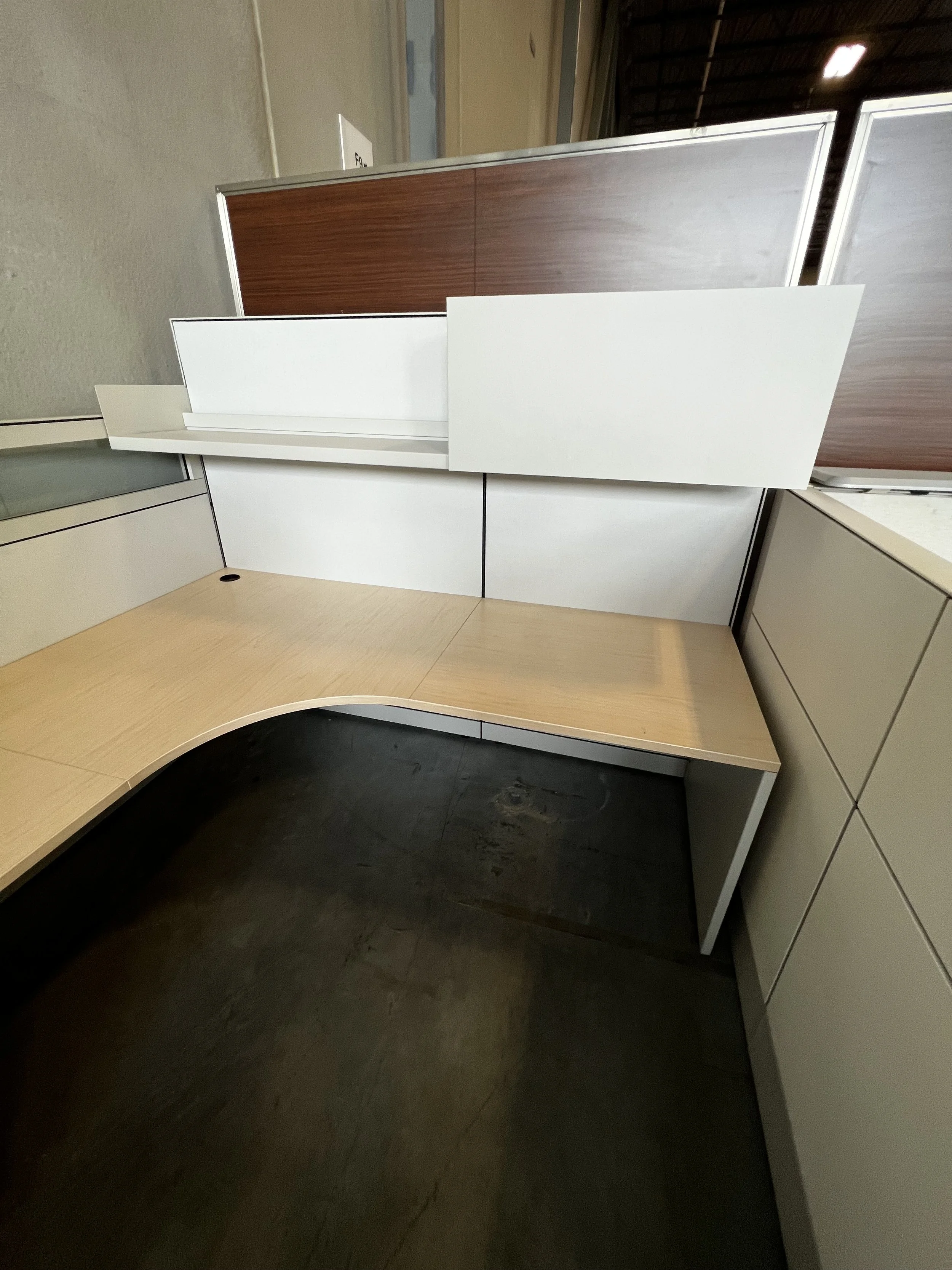 Steelcase Kick Workstation w/ Shelf, Overhead and BBF Ped Grey/Blonde