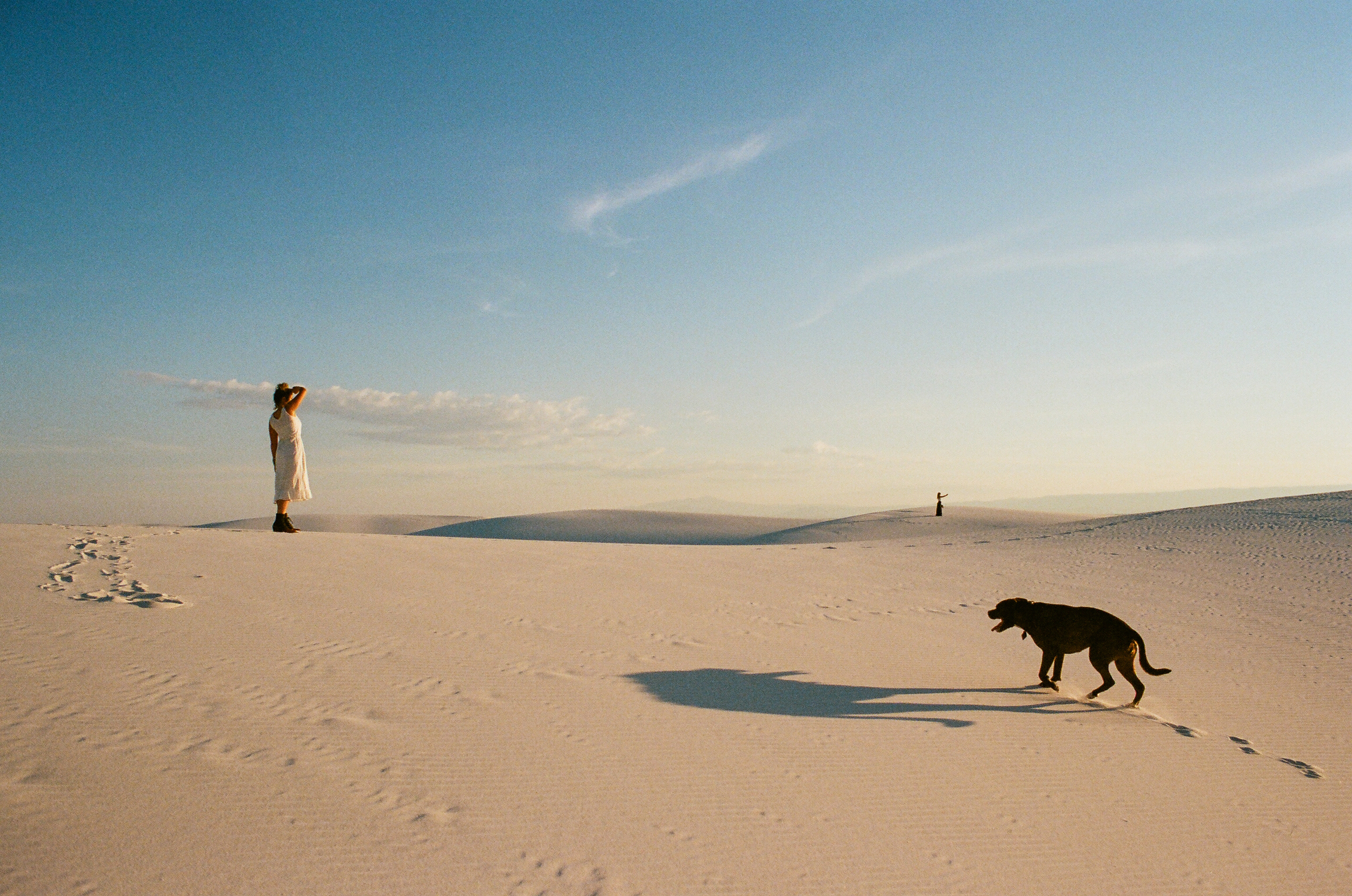 Shielding my eyes from the overwhelming magic that came up with the sunrise in White Sands National Monument, New Mexico. (Also pretending to be on a different planet.)