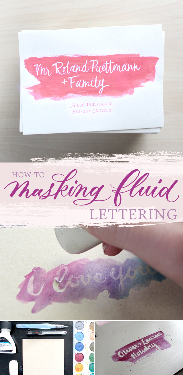 Masking Fluid Envelope Calligraphy — Ash Bush