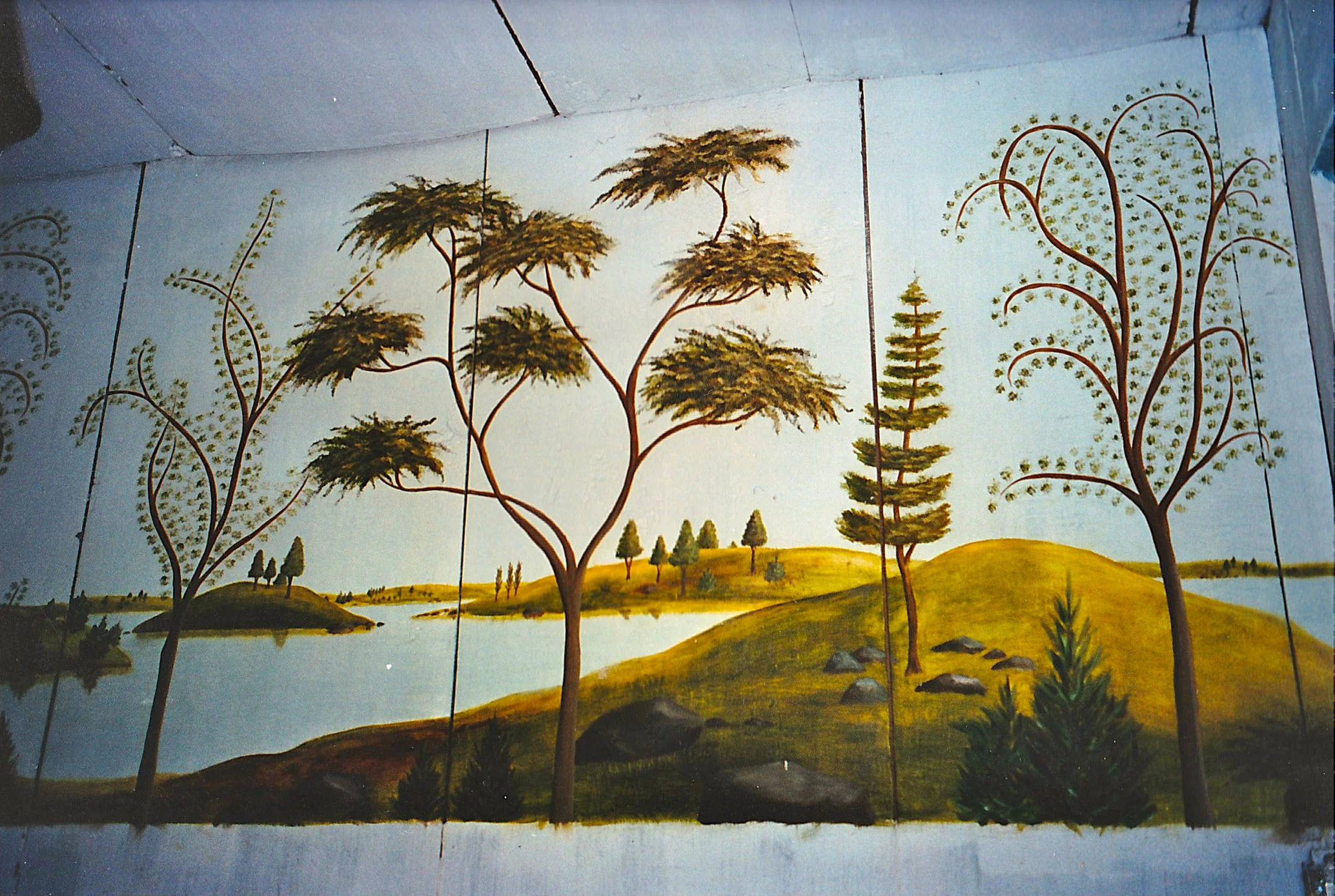 Rufus Porter style painting, I painted on a 1694 house in Glastonbury CT.
