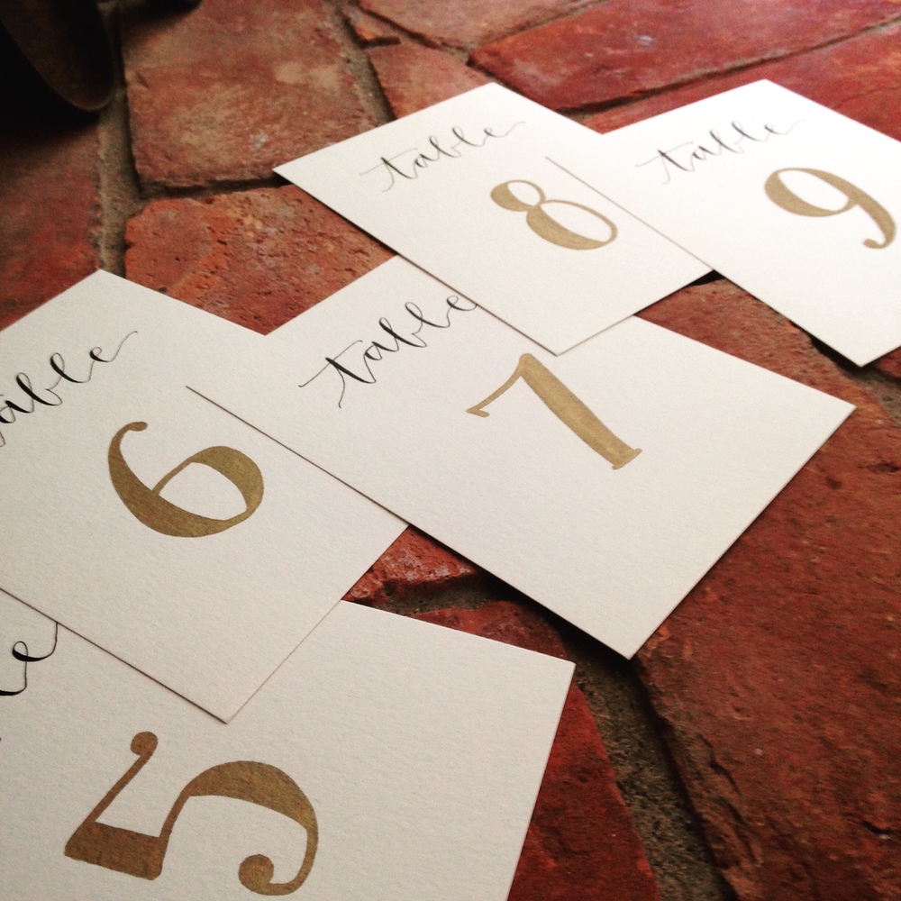 Yennygrams Gold and White Table Numbers