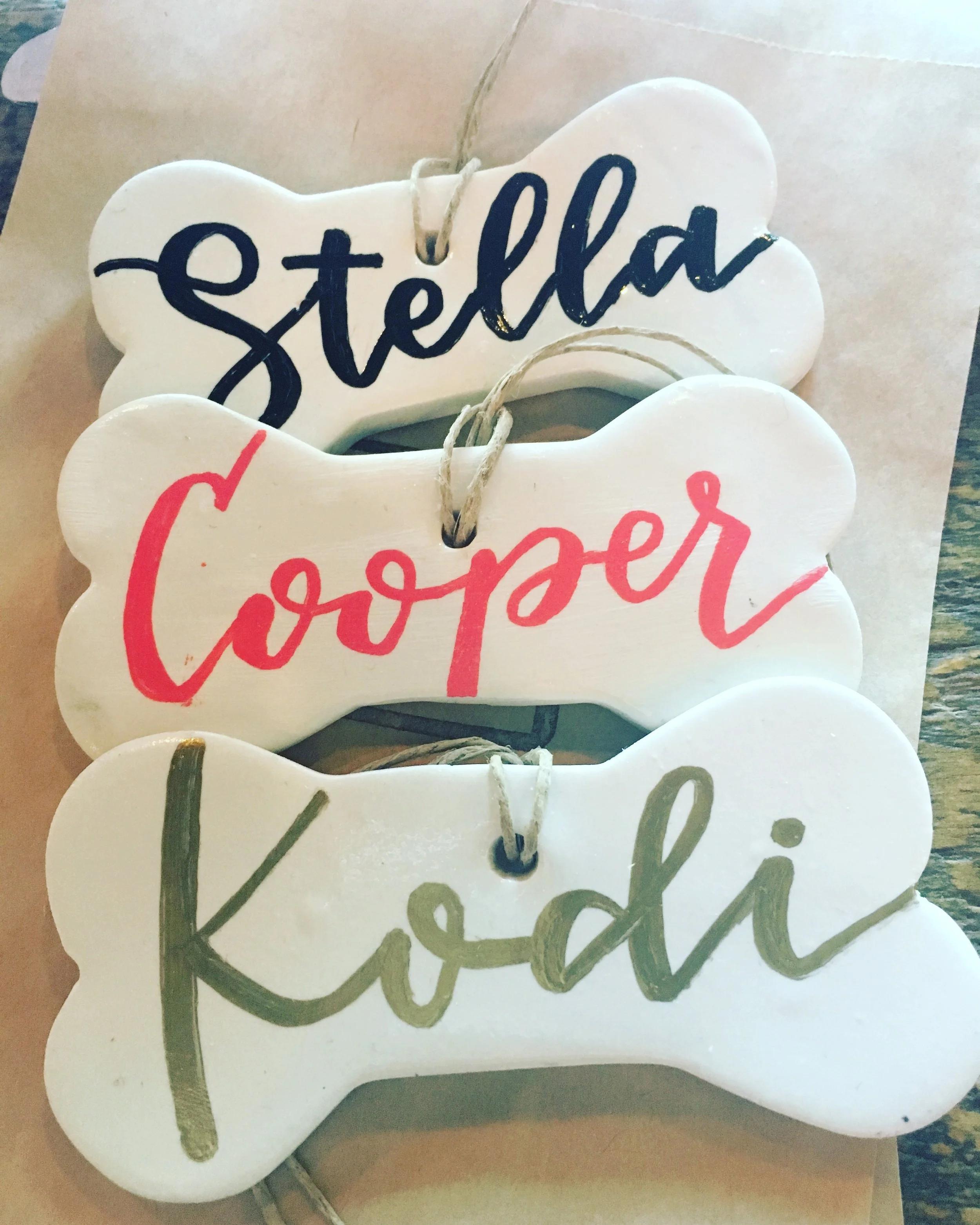 Personalized Dog Bone Ornaments in Classic White