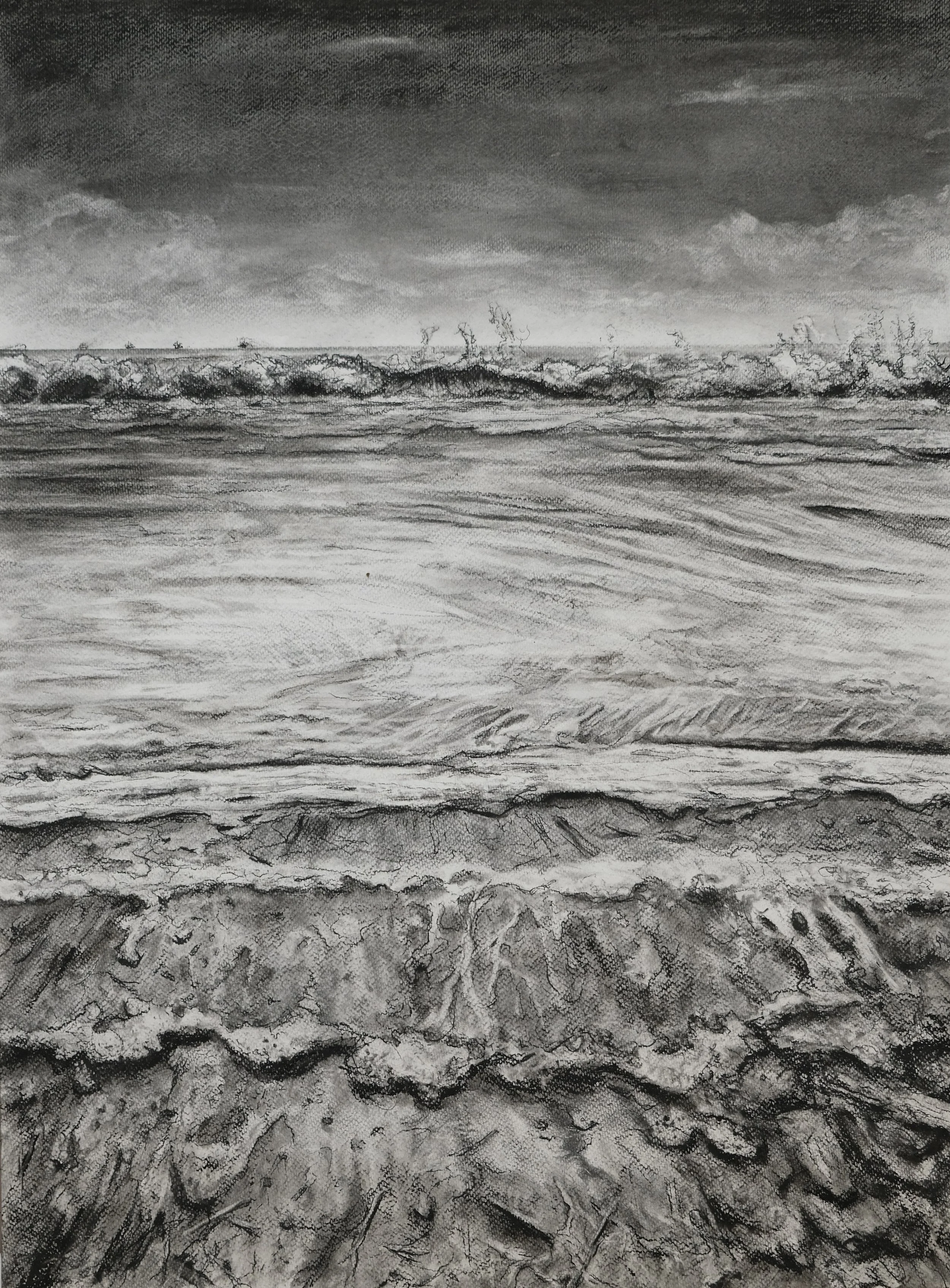 Santa Barbara After the Storm (Indra's Net). 2023. Charcoal and black chalk on paper. 30 x 22 in. (76.2 x 55.9 cm)