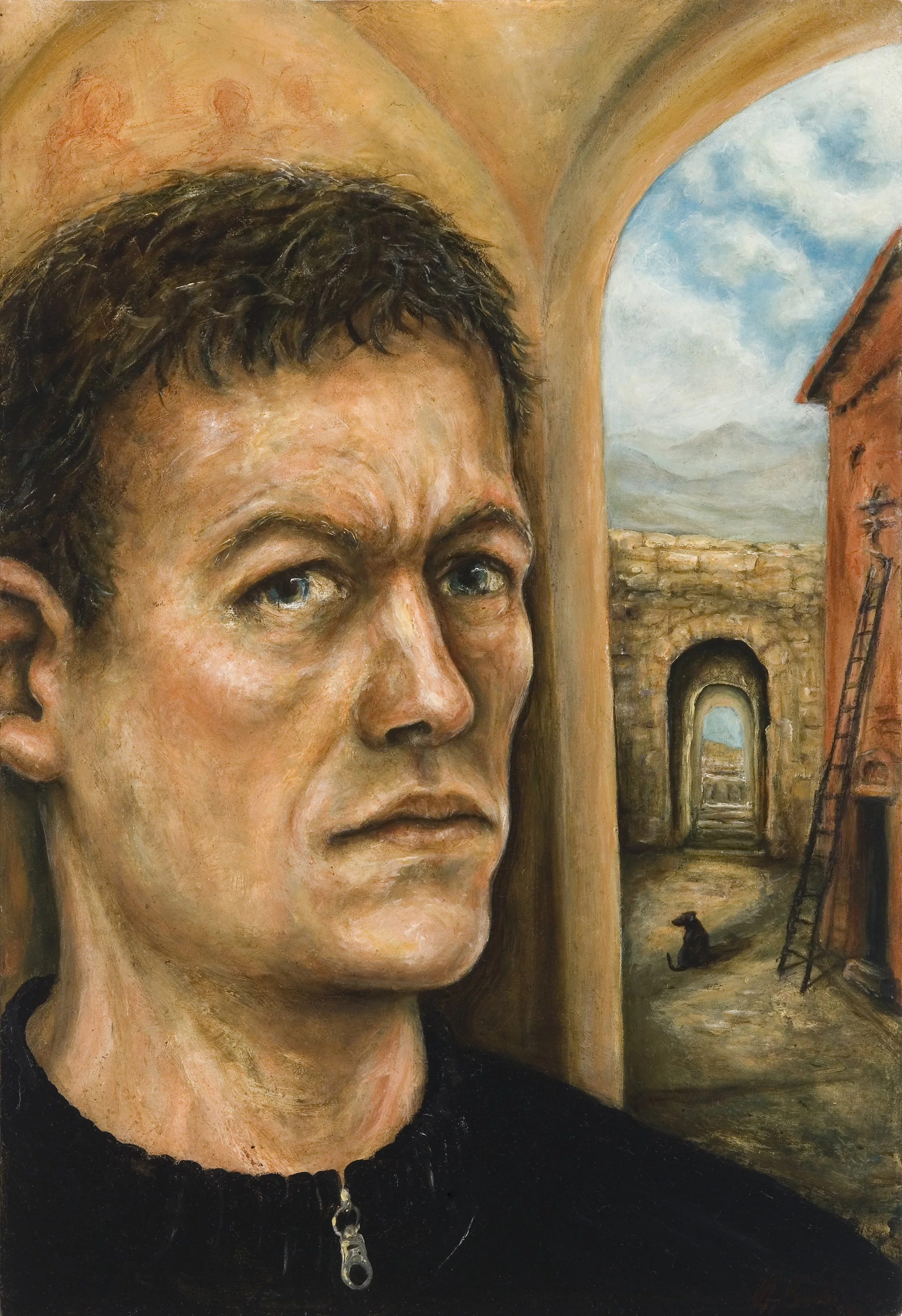 Self-Portrait in Cortona, Italy. 2006. Oil on panel. 14⅝ x 10 in. (41.15 x 25.4 cm)