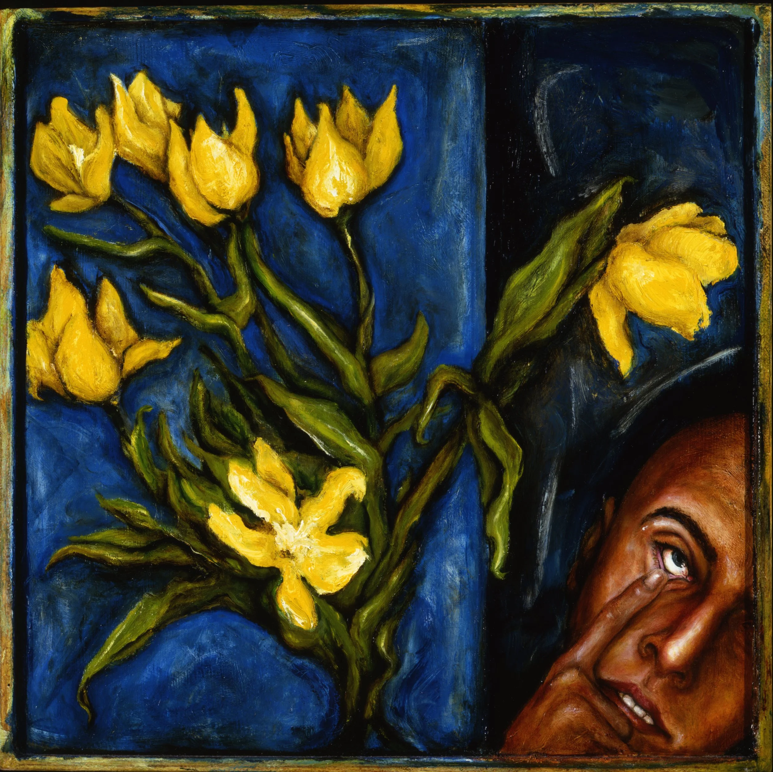 Yellow Flowers (still geworden #10). 1995. Oil on panel. 15 x 15 in. (38.1 x 38.1 cm) 
(private collection, Toronto, Canada) 