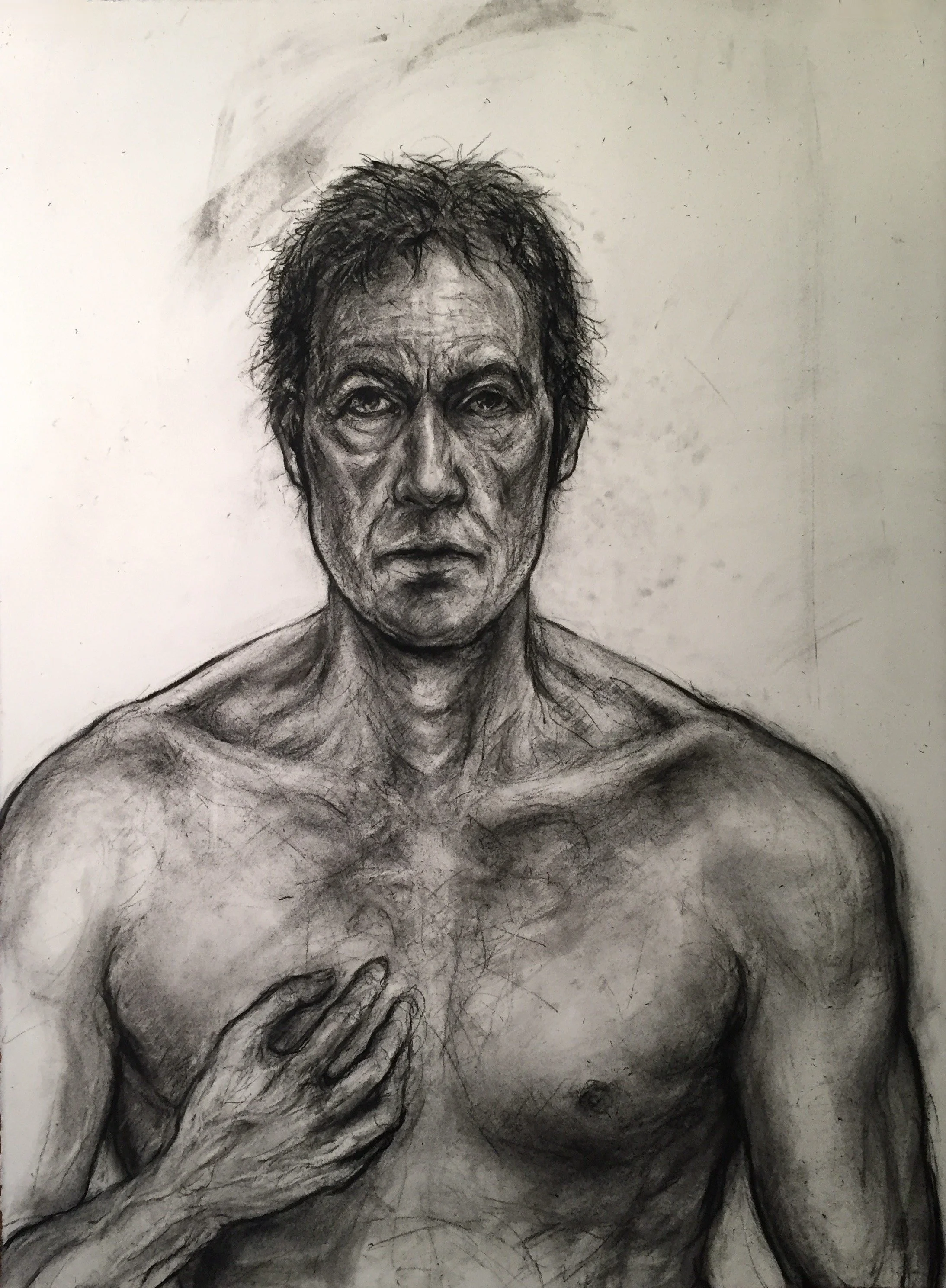 Self-Portrait Grieving (Indra's Net). 2015. Charcoal and black chalk on paper. 30 x 22 in. (76.2 x 55.9 cm)