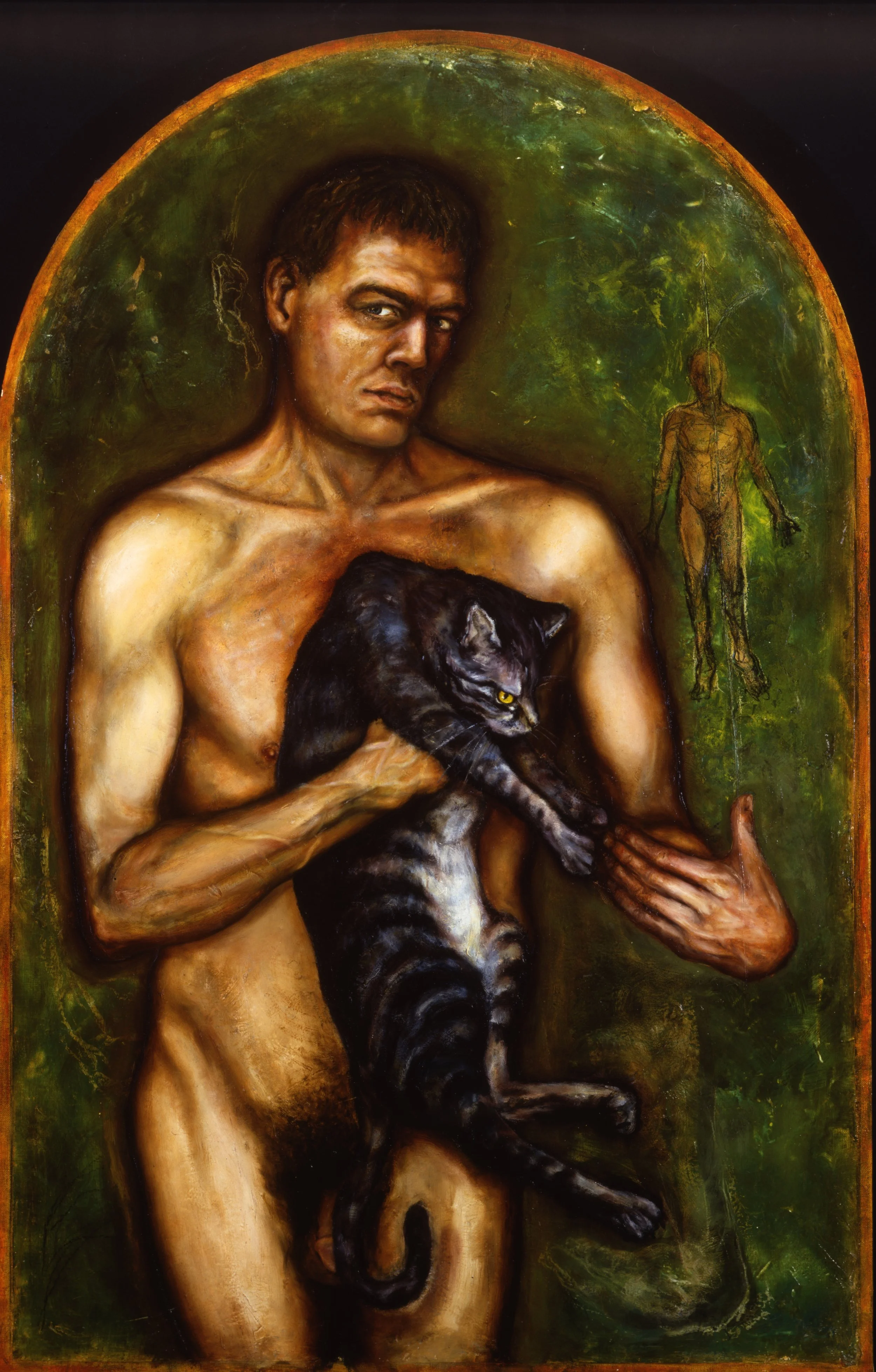 Self-Portrait with Putto. 1994. Oil on linen. 47 x 30 in. (119.4 x 76.2 cm) 