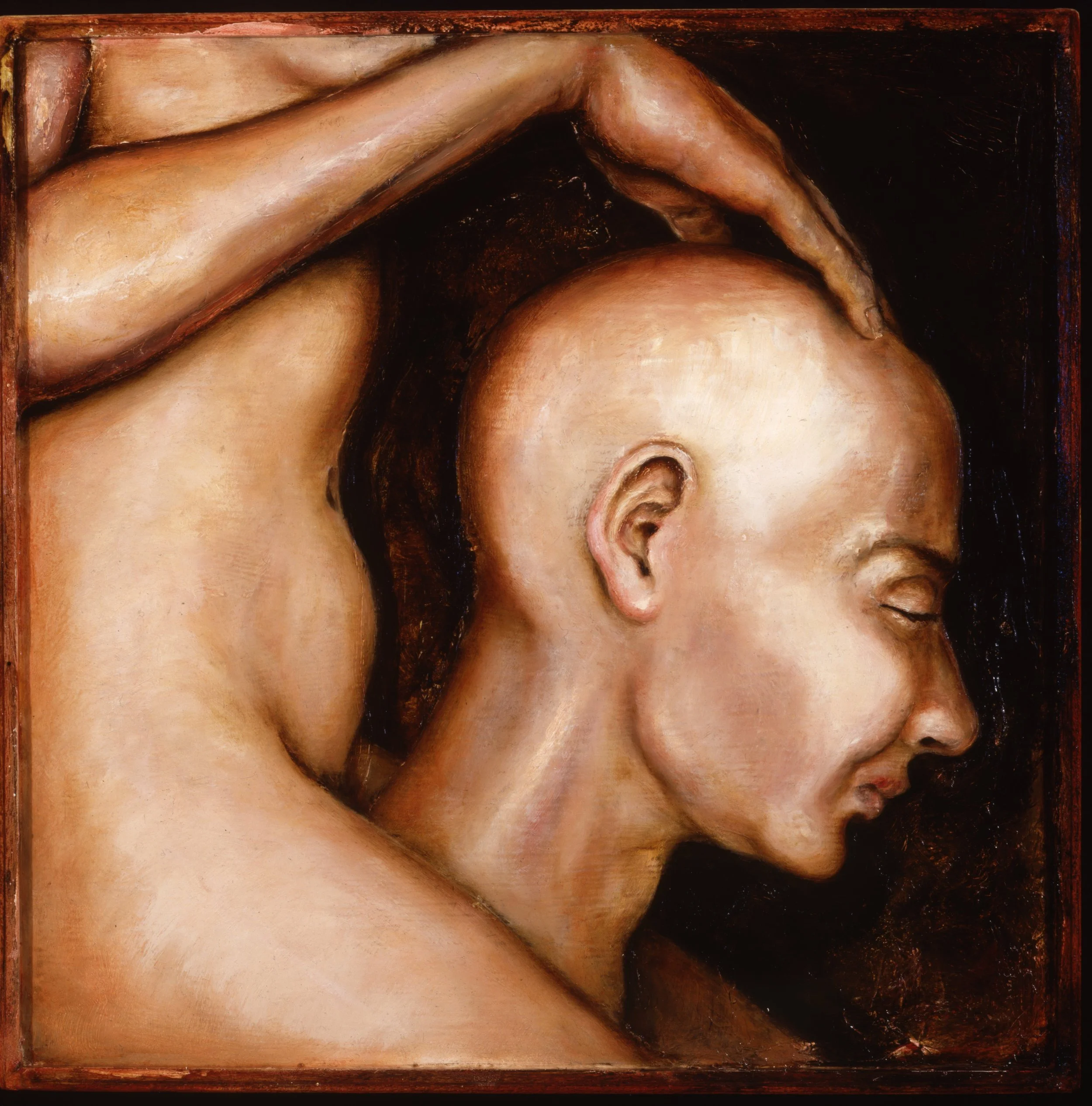Piggyback (still geworden #7). 1994. oil on panel. 15 x 15 in. (38.1 x 38.1 cm) 