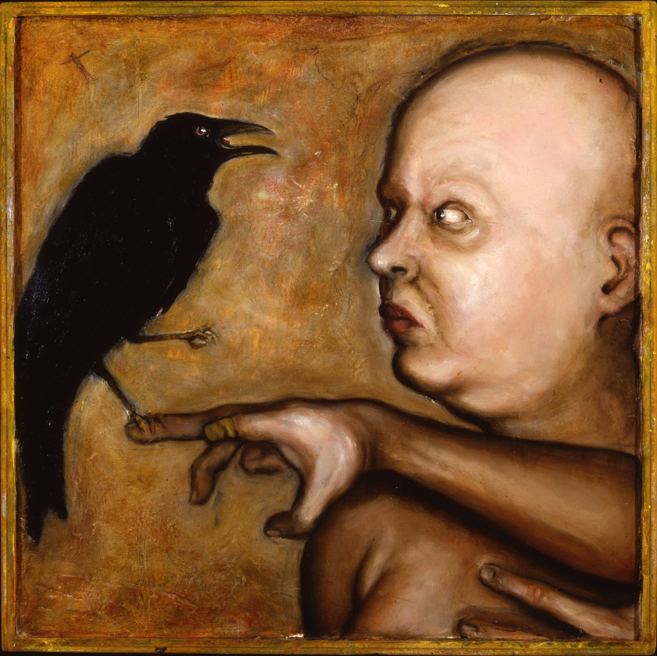 Crow (still geworden #4). oil on panel. 1994. 15 x 15 in. (38.1 x 38.1 cm) 
(Private collection, Ann Arbor, Michigan) 
