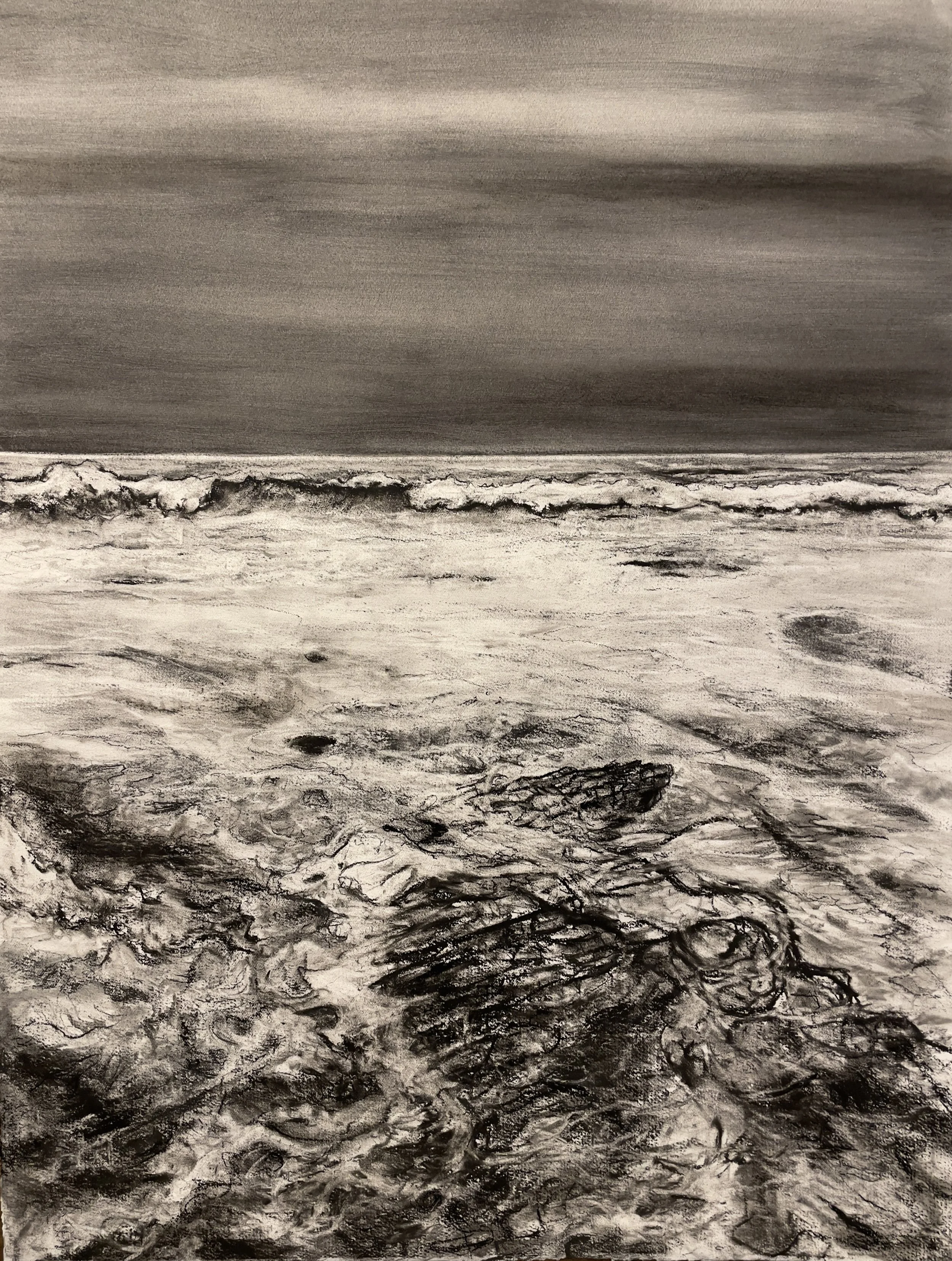 Point Dume Natural Preserve in Four Movements: IV, Malibu California (Indra's Net). 2023. Charcoal and black chalk on paper. 30 x 22 in. (76.2 x 55.9 cm)