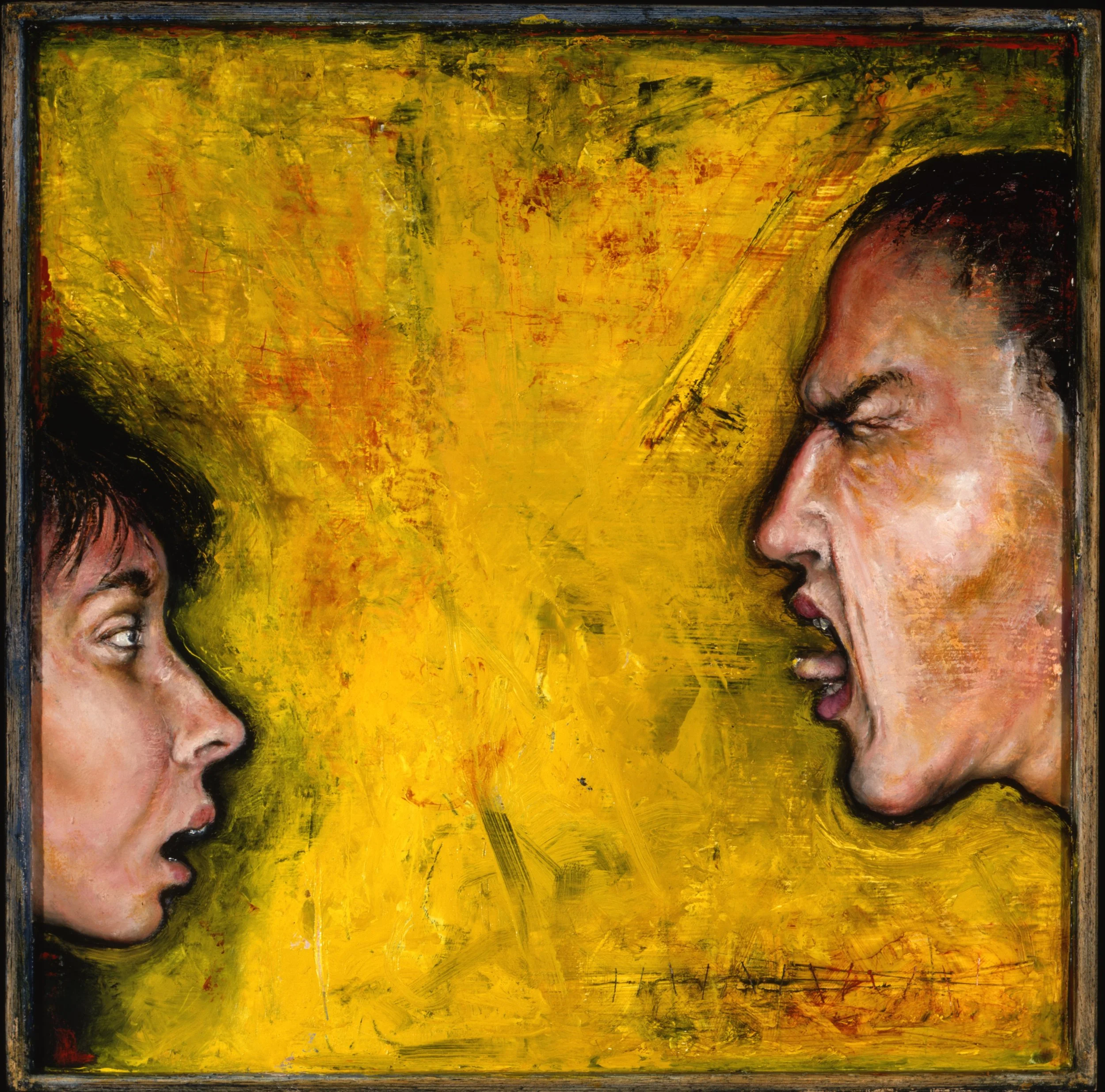 Discussion (still geworden # 14). 1996. Oil on panel. 15 x 15 in. (38.1 x 38.1 cm) 