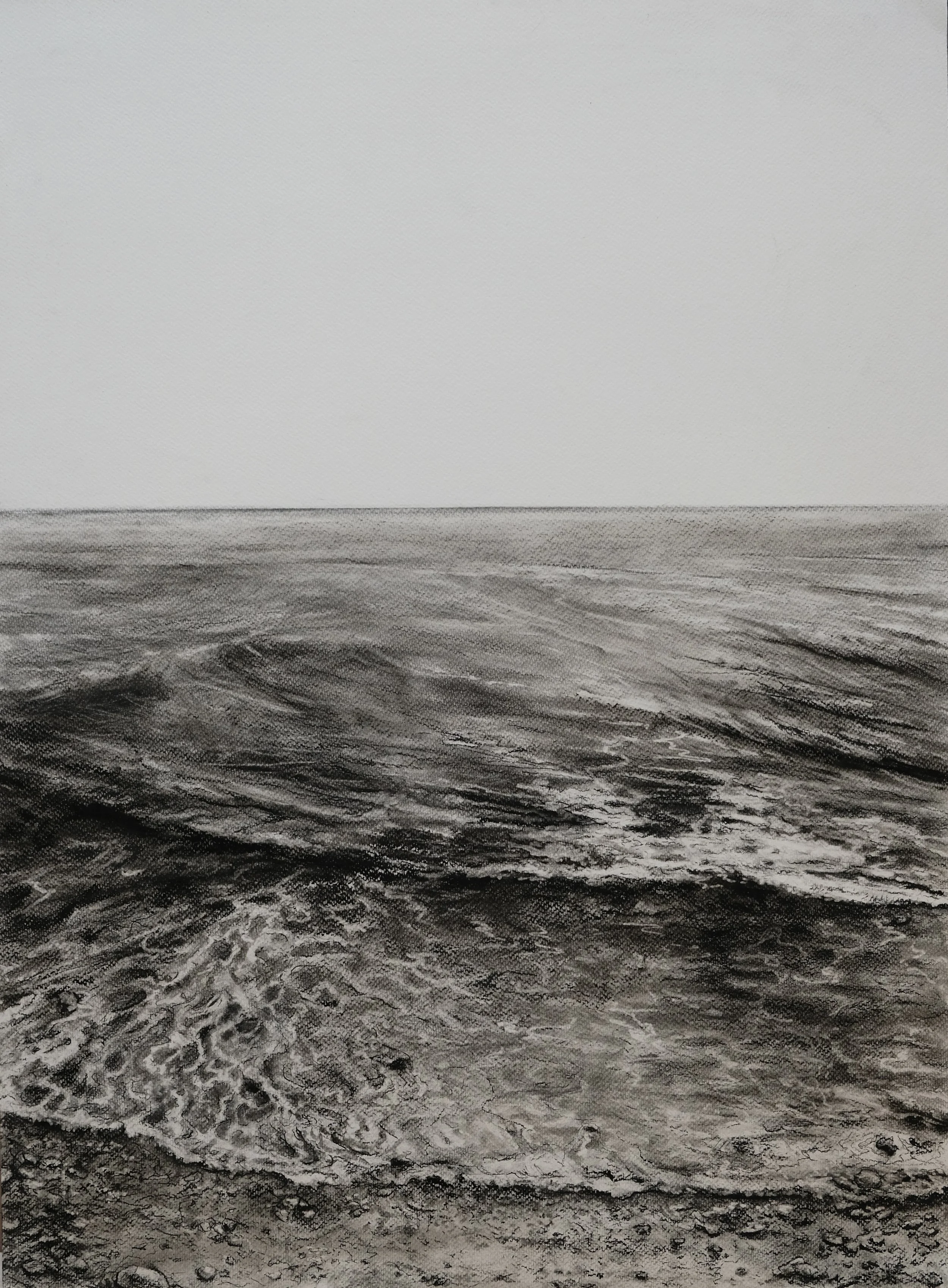 Intersecting Waves at Point Dume Natural Preserve (Indra's Net). 2023. Charcoal and black chalk on paper. 30 x 22 in. (76.2 x 55.9 cm)