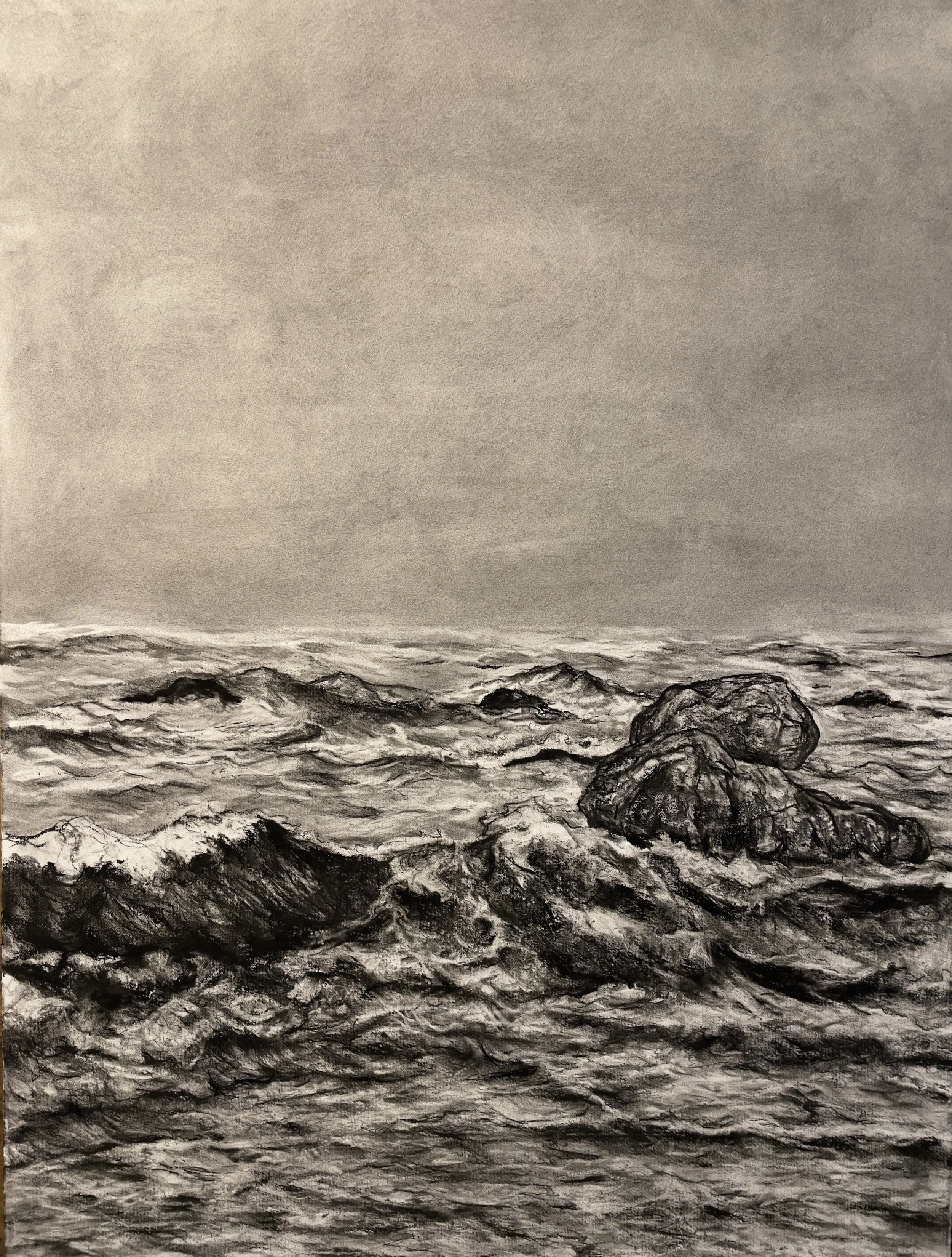 Breakers at Dillon Beach (Indra’s Net). 2022. Charcoal and black chalk on paper. 30 x 22 in (76.2 x 55.9 cm)