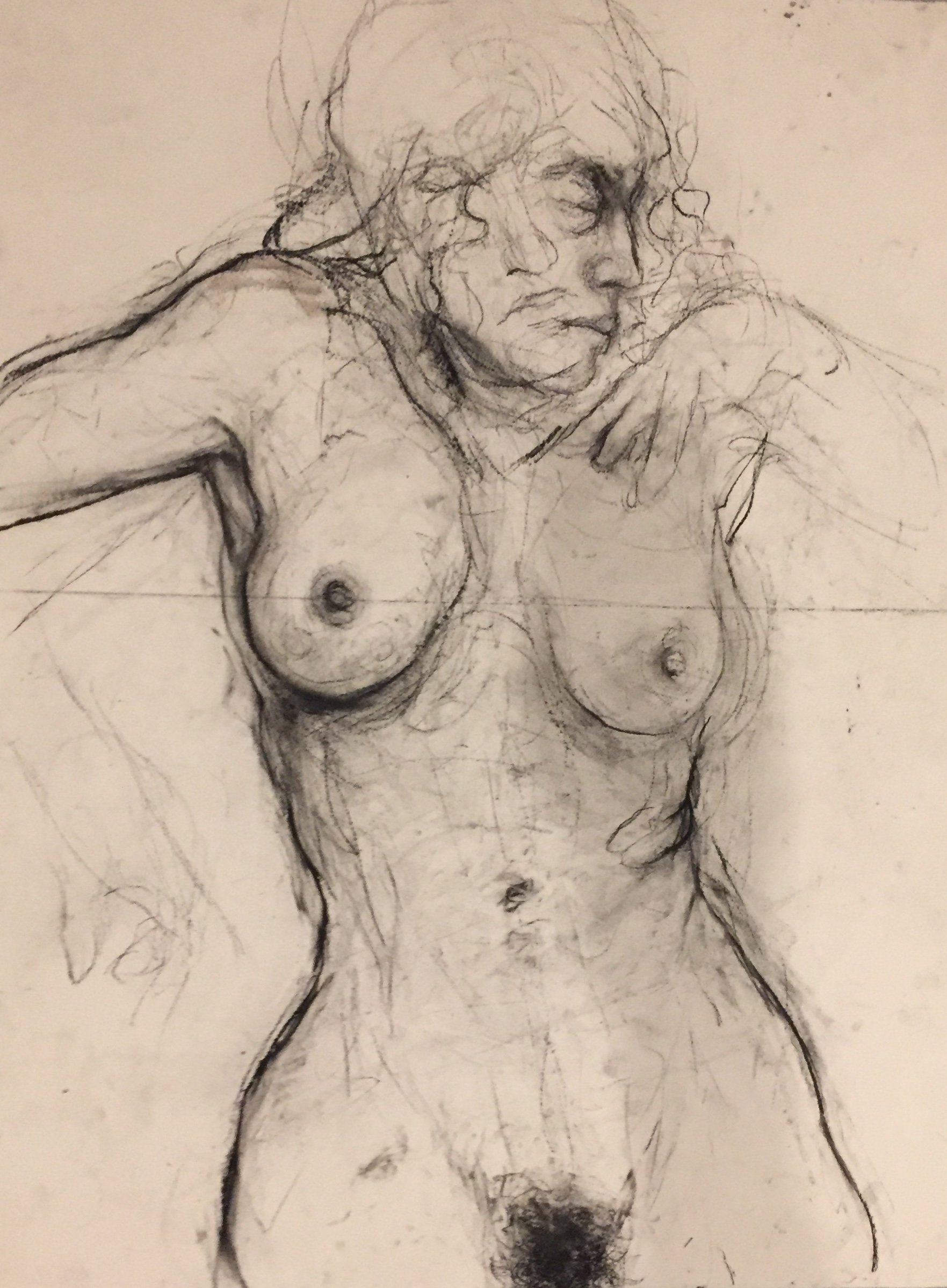 A Body in Motion (Indra's Net). 2017. Charcoal and black chalk on paper. 30 x 22 in. (76.2 x 55.9 cm)