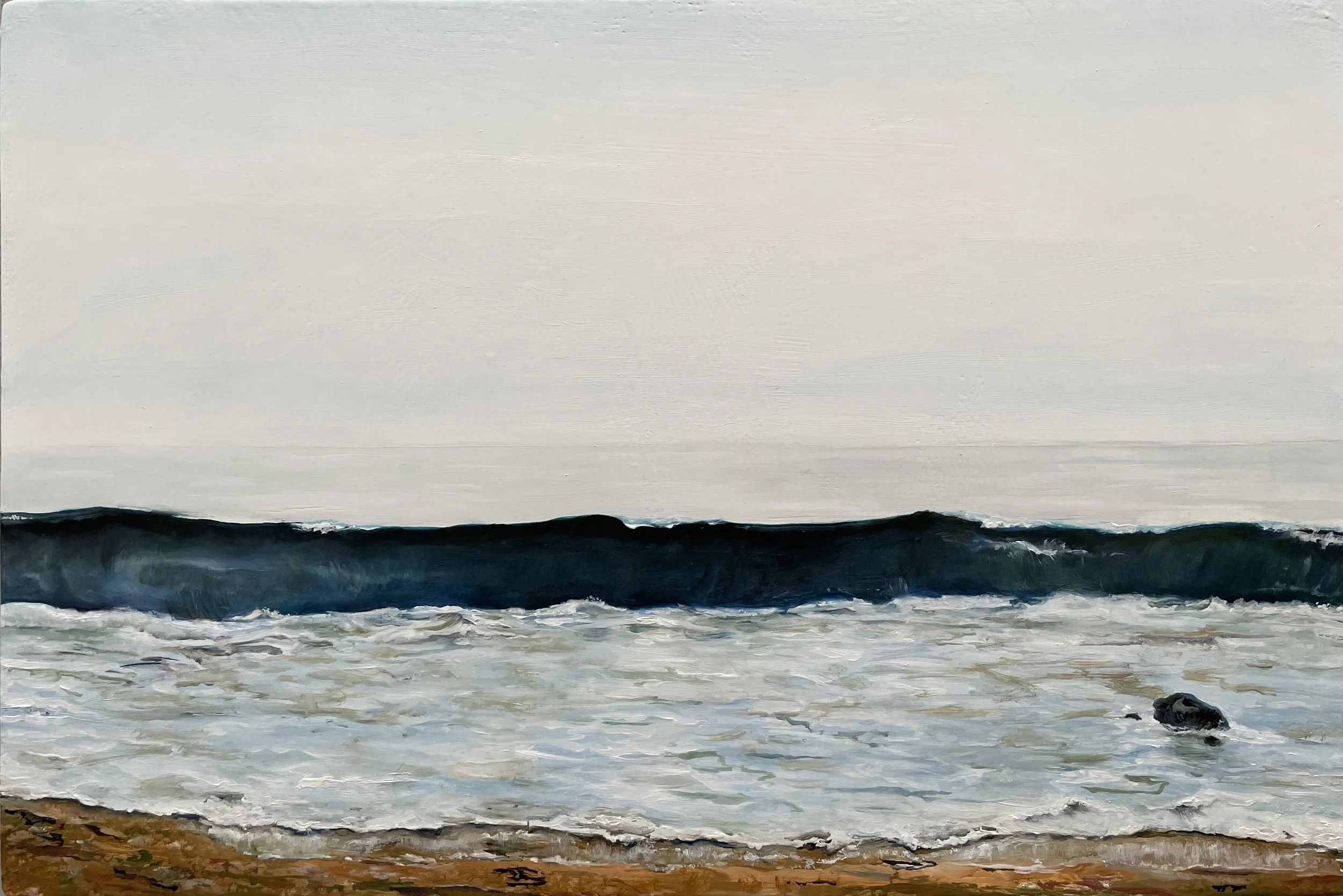 Plunging Breaker at Staircase Beach, Malibu. 2021. Oil on panel. 16 x 24 in. (41 x 61 cm) 