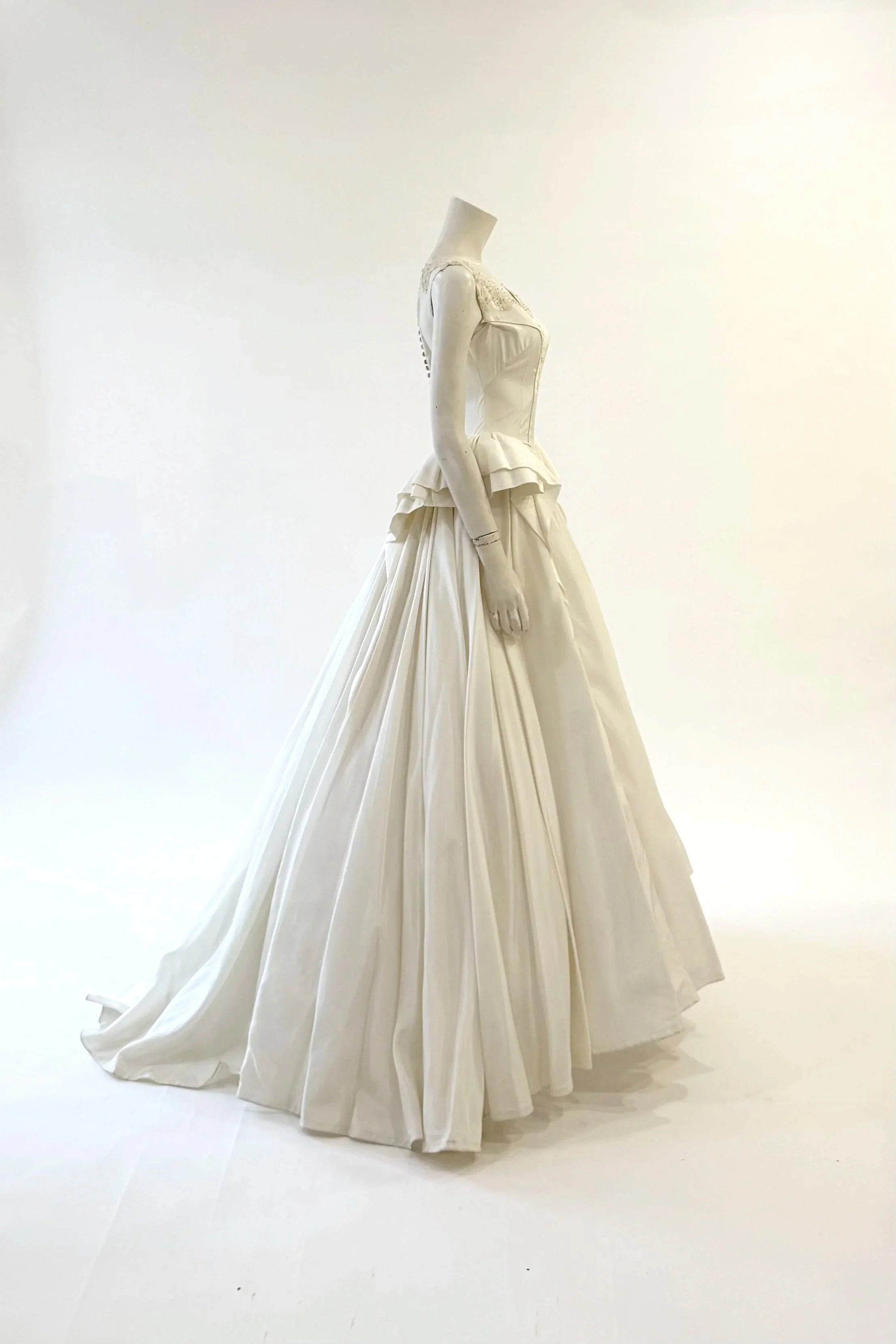 Vintage Ruffled Peplum Basque Waist Gown